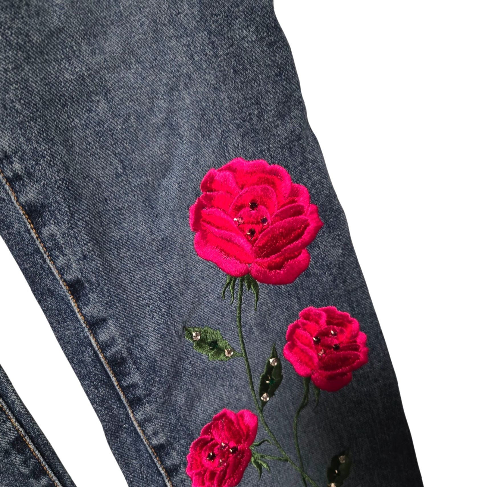 Vintage VTG XOXO Embroidered Denim Bootcut Jeans Size 5/6 Women's 5-Pocket Blue Floral Y2K Vintage Western Boho Rare NEW NO BUTTON Size 27" / US 4 / IT 40 - 7 Thumbnail