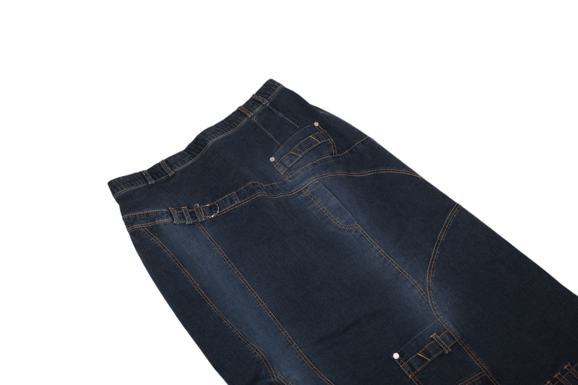 Marithe + Francois Girbaud RARE VTG🔥Fred Sabatier Asymmetrical Faded Denim Cargo Skirt Size 32" / US 10 / IT 46 - 2 Thumbnail