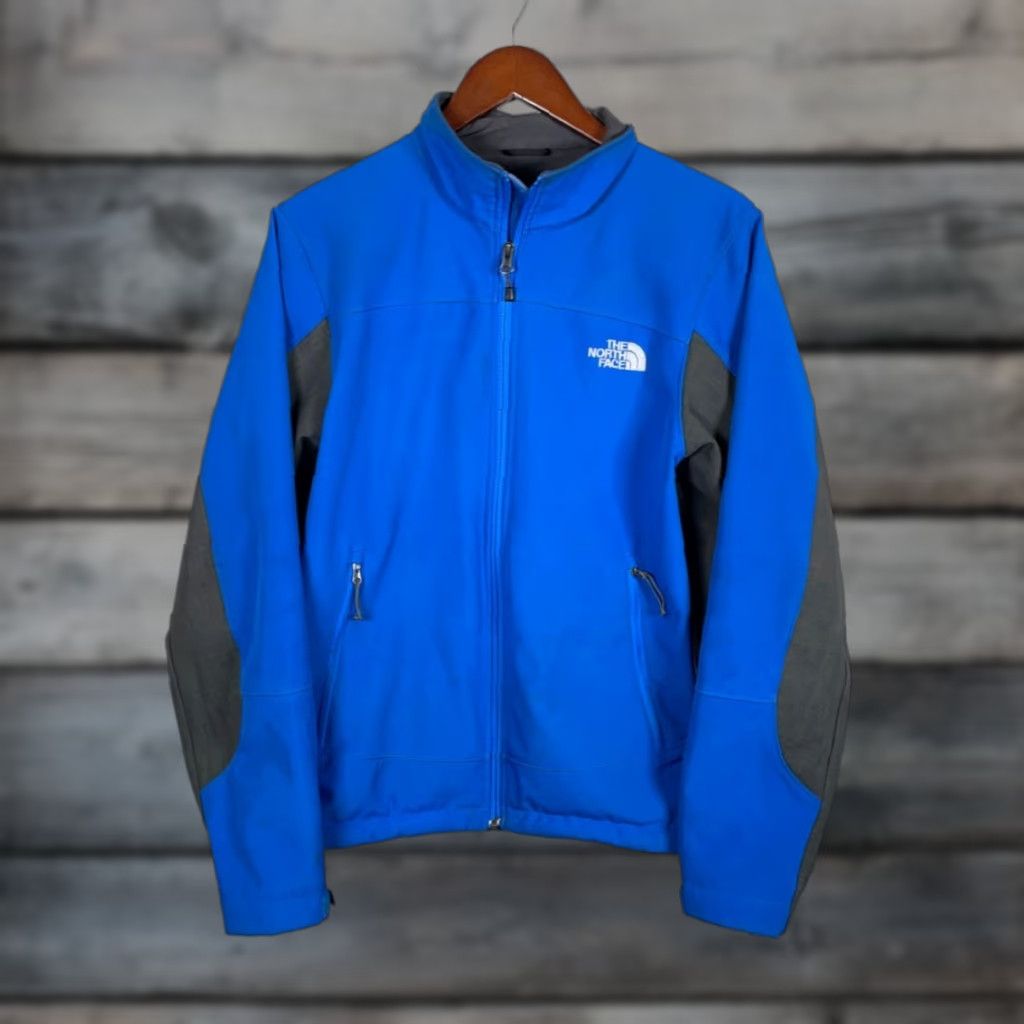 The North Face Jacket Adult Medium Blue Gray Soft Shell Zip Up AMUP Fleece Lined