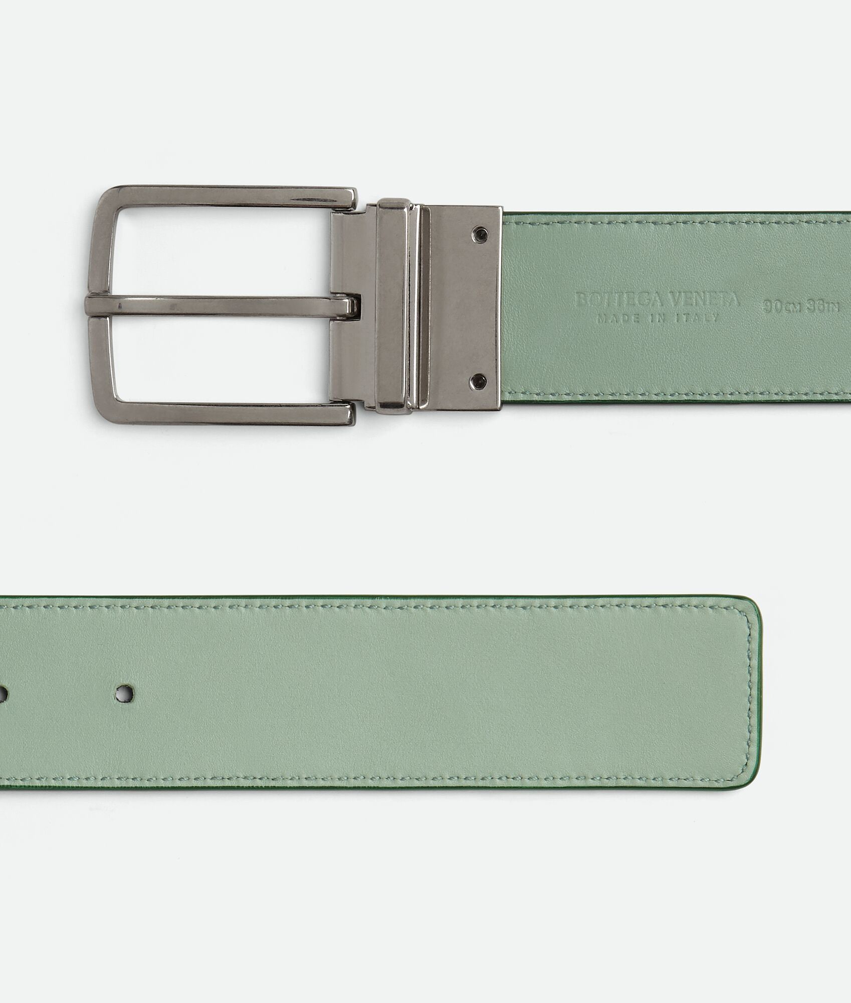 Bottega Veneta o1n1vont0425 Size: 90 / Intrecciato Reversible Belt Green Size 36 - 4 Thumbnail