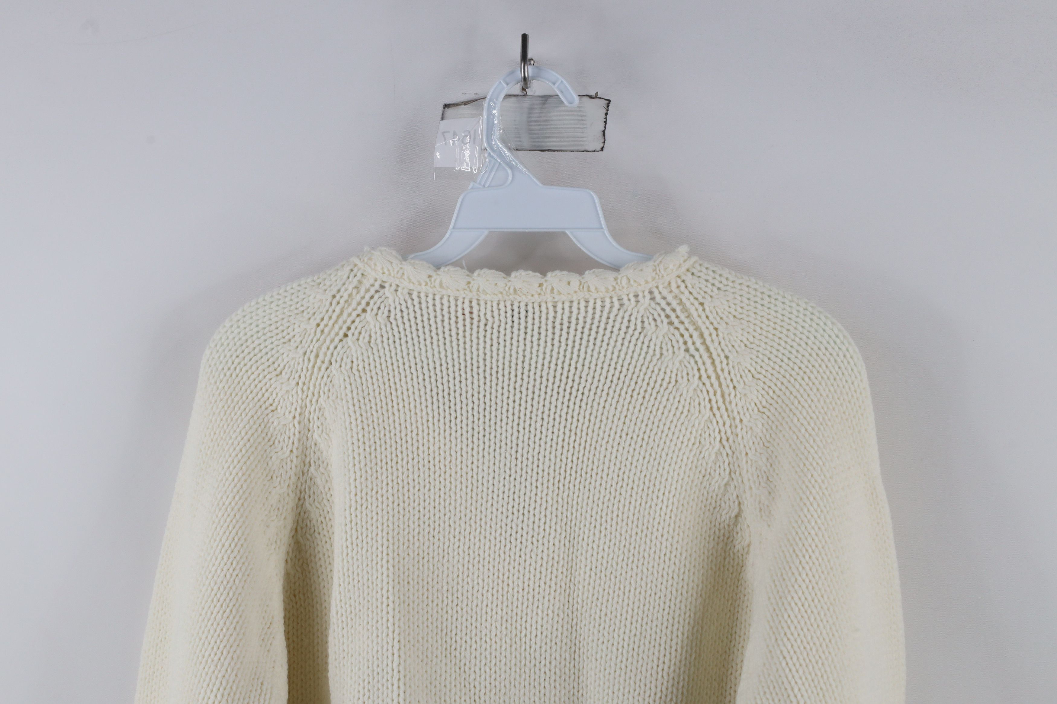 Vintage Vintage 70s Ribbed Cable Knit Cardigan Sweater White Japan Size S / US 4 / IT 40 - 14 Thumbnail