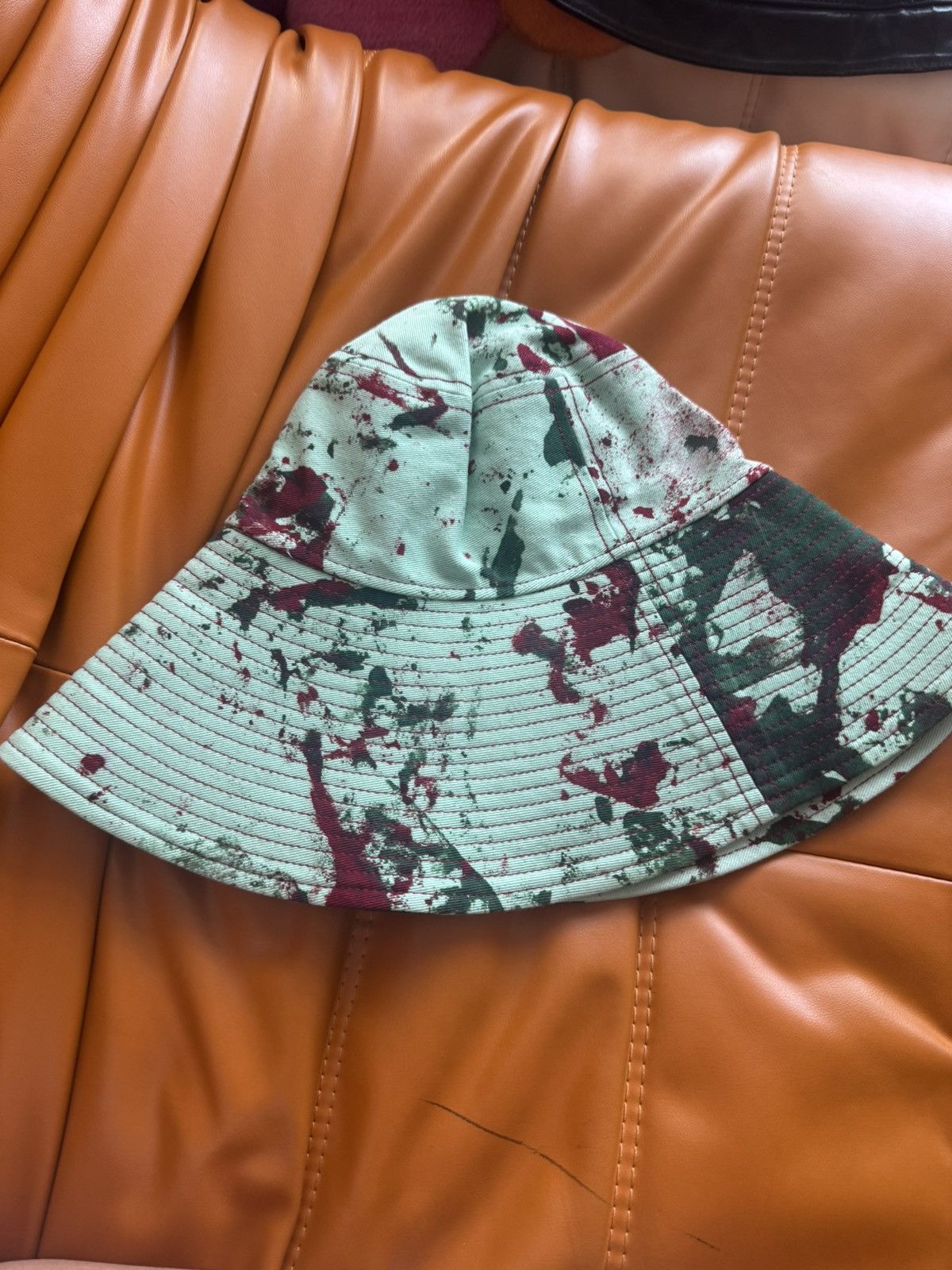 Sterling Ruby S.R Studios Mint Green & Red Hand-Dyed SOTO Bucket Hat Size ONE SIZE - 2 Thumbnail