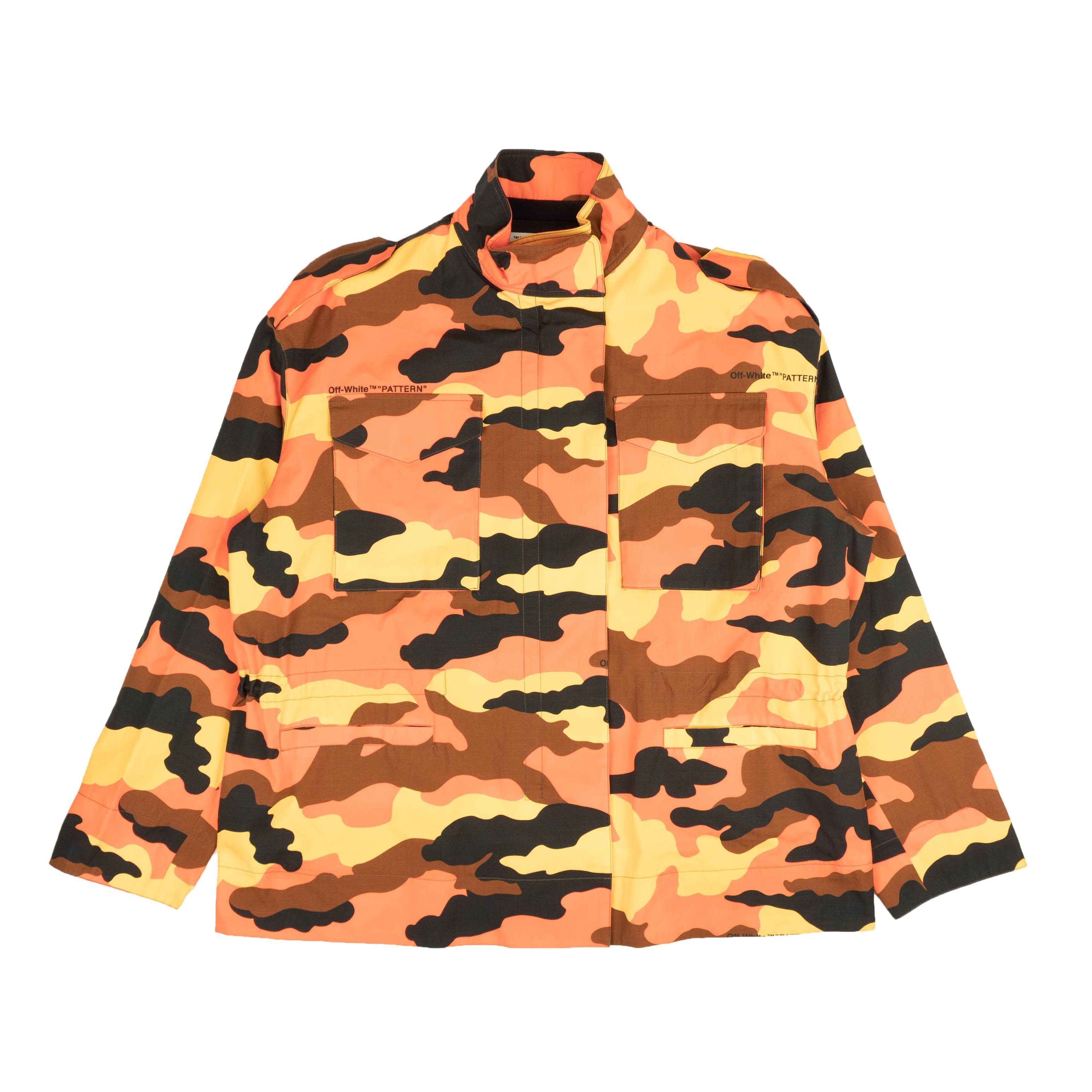 image of Off White NWT C/o Virgil Abloh Orange & Yellow Camo Jacket 4/40 $1575, Women's (Size Small)