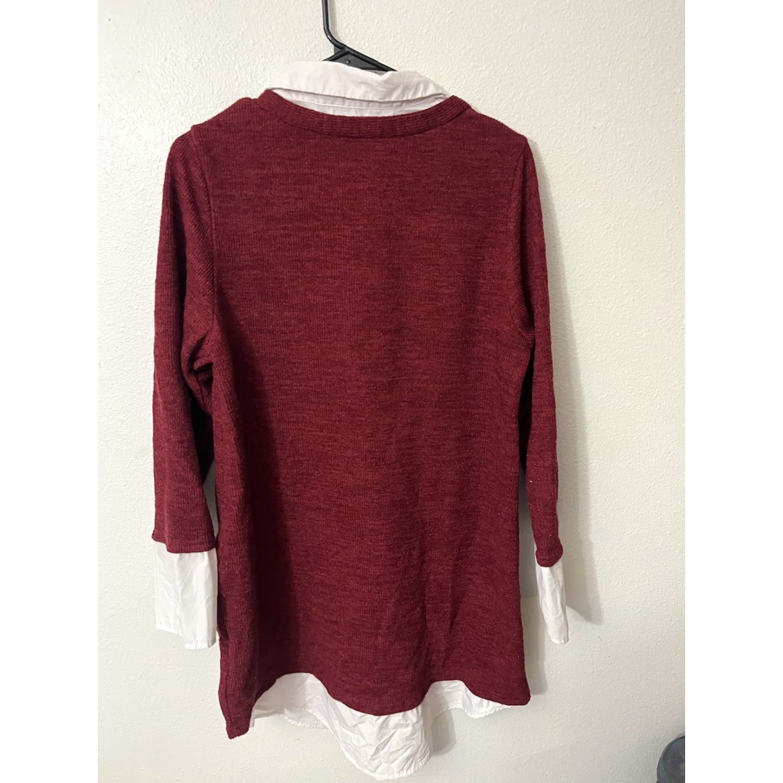 Shein SheIn Curve Maroon Long Sleeve Faux Layered Tunic Top 1XL Women's Size XL / US 12-14 / IT 48-50 - 2 Thumbnail