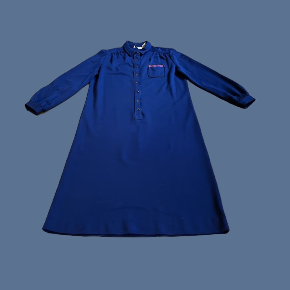 Vintage VINTAGE Schrader Sport New York Shirt Dress Women’s 14 Blue 70s Bohemian Retro Classic Knit Size XL / US 12-14 / IT 48-50 - 1 Thumbnail