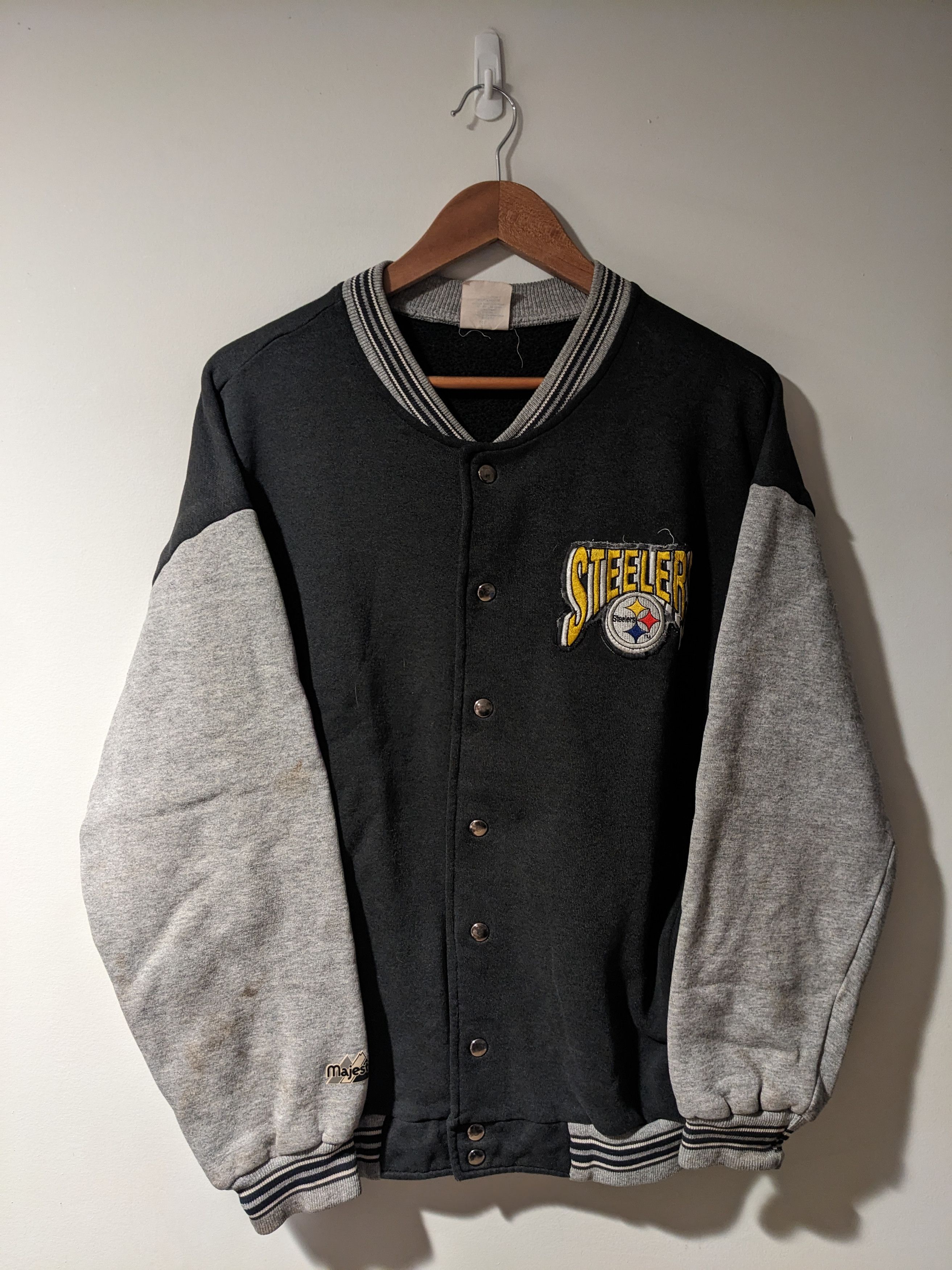 Majestic × NFL × Vintage Vintage 90s Pittsburgh Steelers NFL Football Varsity Jacket Size US XL / EU 56 / 4 - 1 Thumbnail