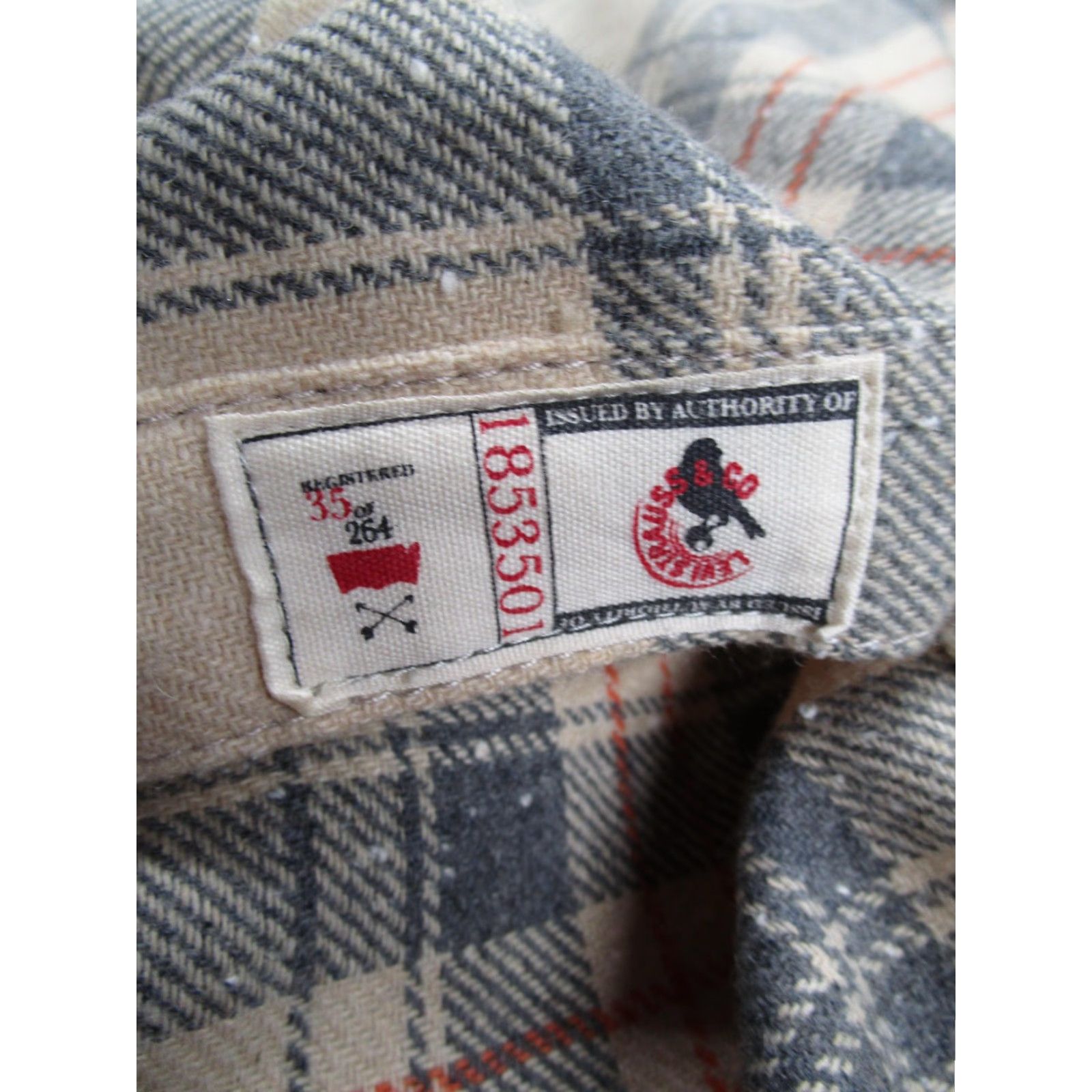 Levis Shirt Mens Large Beige Gray Orange Plaid Wool Blend Button Front Flannel