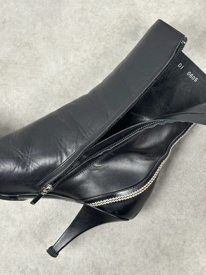 Dior FW2004 Dior Pointy D Black Leather Buckle Ankle Boots Heels by Galliano Size US 8.5 / IT 38.5 - 14 Thumbnail