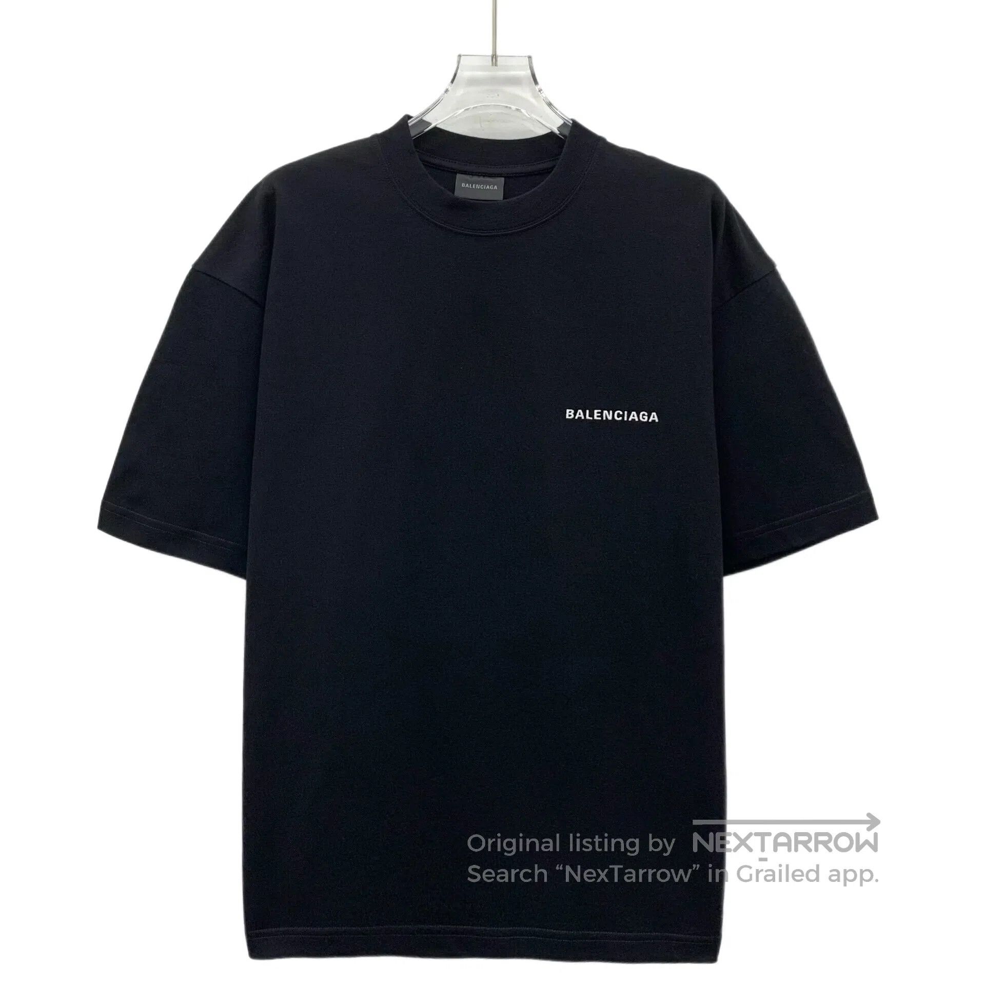 Balenciaga Balenciaga Black Logo Letter Embroidered Cotton Round Neck Size US XS / EU 42 / 0 - 1 Thumbnail