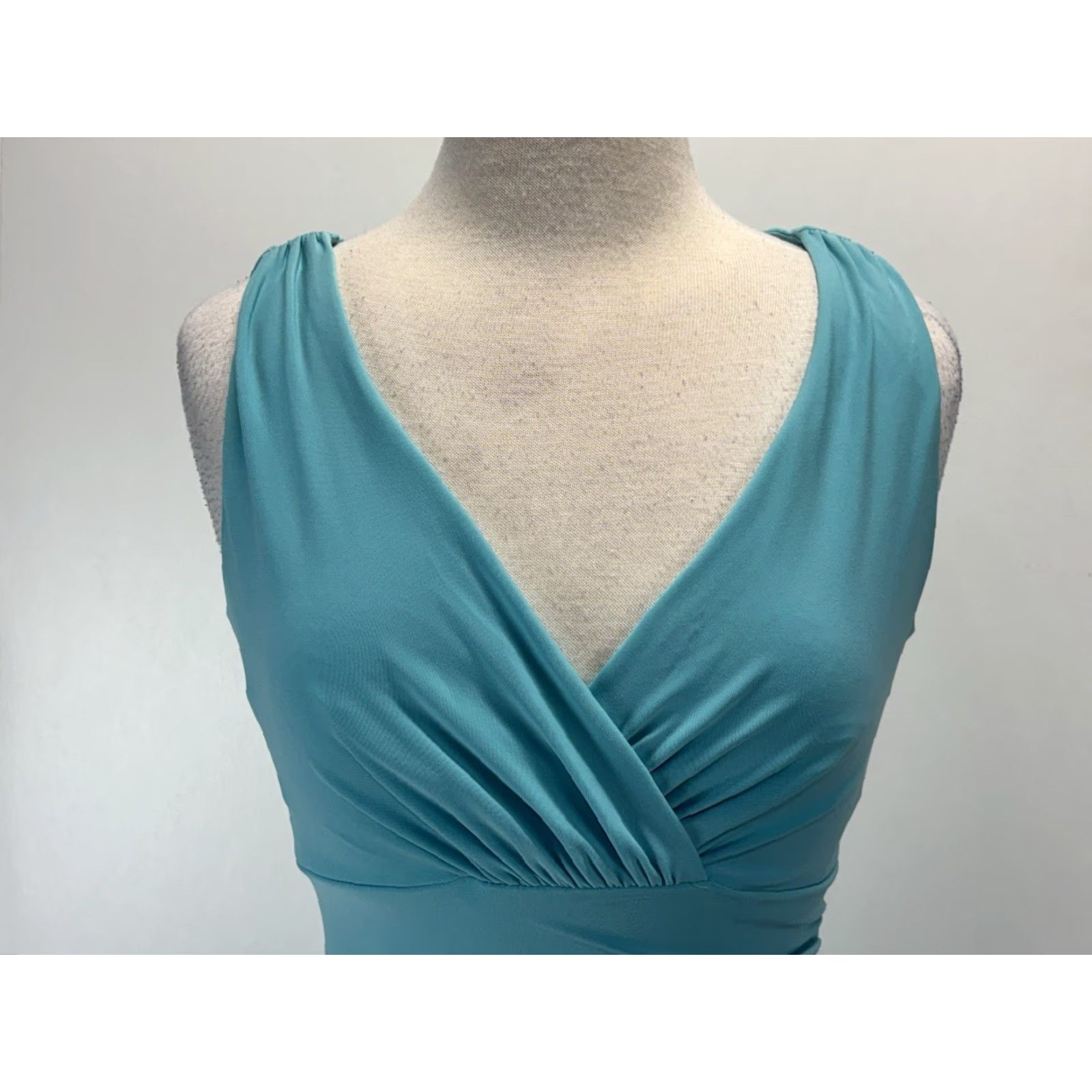 Ralph Lauren Lauren Ralph Lauren Dress Sz 6p Petite Aqua Blue Stretch Ruched Side Faux Wrap Size M / US 6-8 / IT 42-44 - 5 Thumbnail
