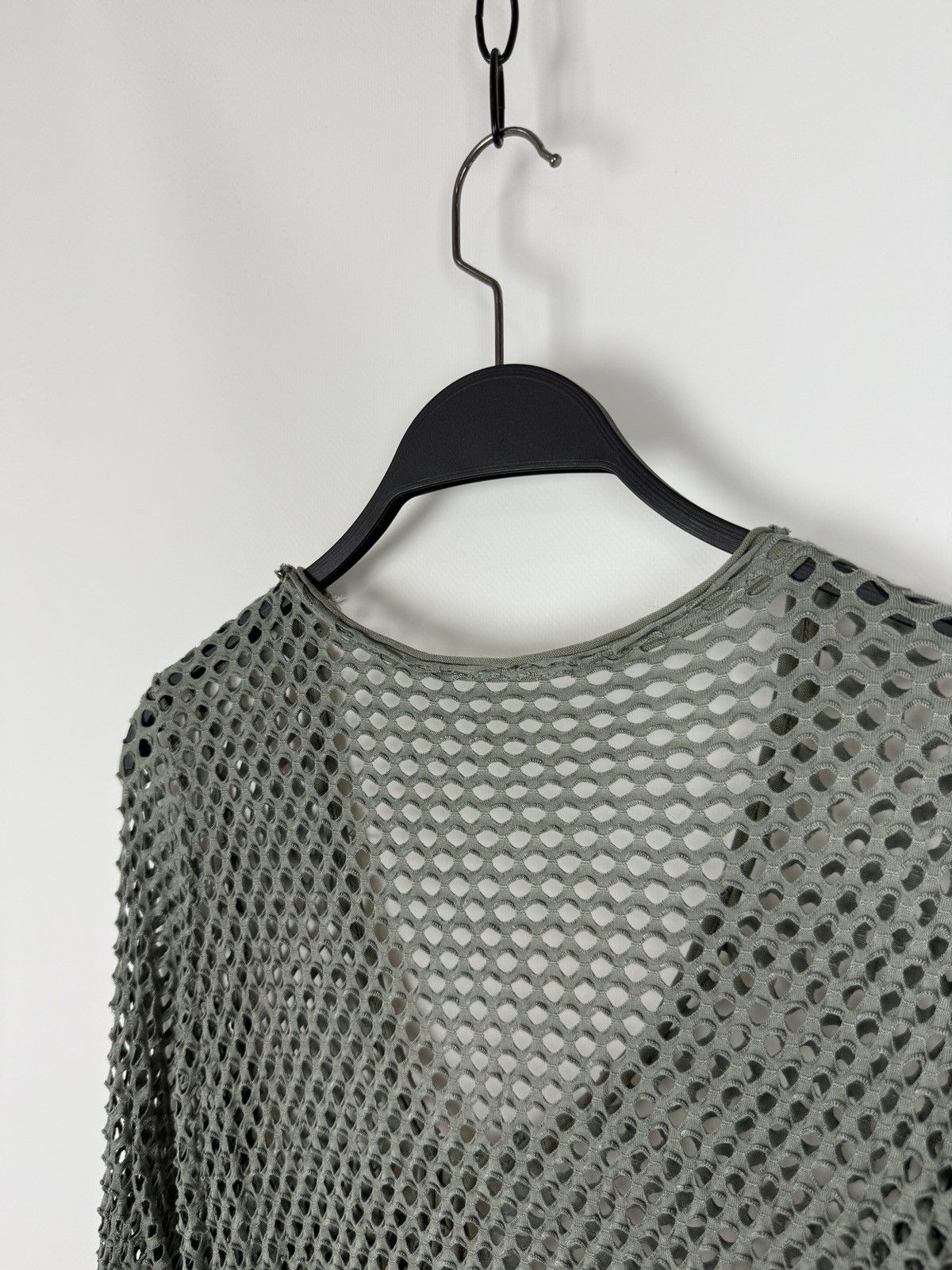 Vintage Y2K Vintage Alt Khaki Green Fishnet V-Neck Long Sleeve Size L / US 10 / IT 46 - 8 Thumbnail