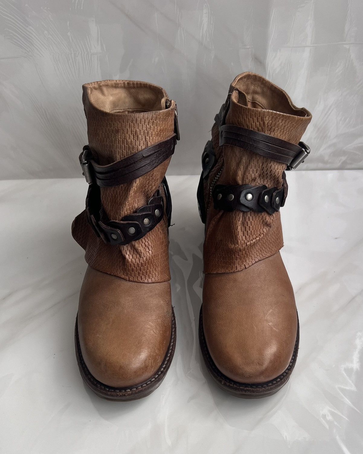 A.S.98 As 98 Airstep Zipper Boho Biker brown distressed boot Size US 8 / IT 38 - 12 Thumbnail