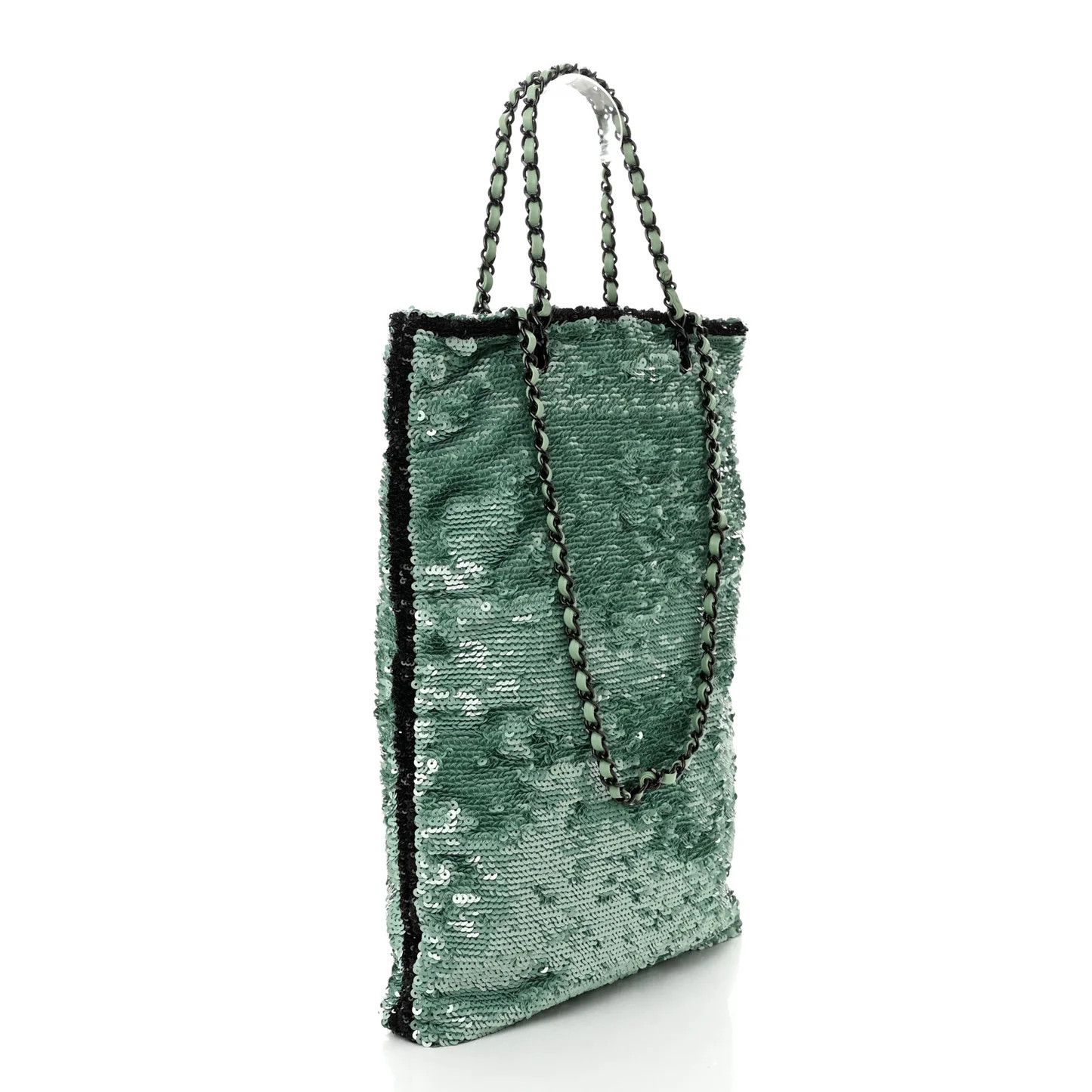 Chanel os11x0126 Size: OS / Sequin Logo Shopping Tote Bag In Green Size ONE SIZE - 6 Thumbnail