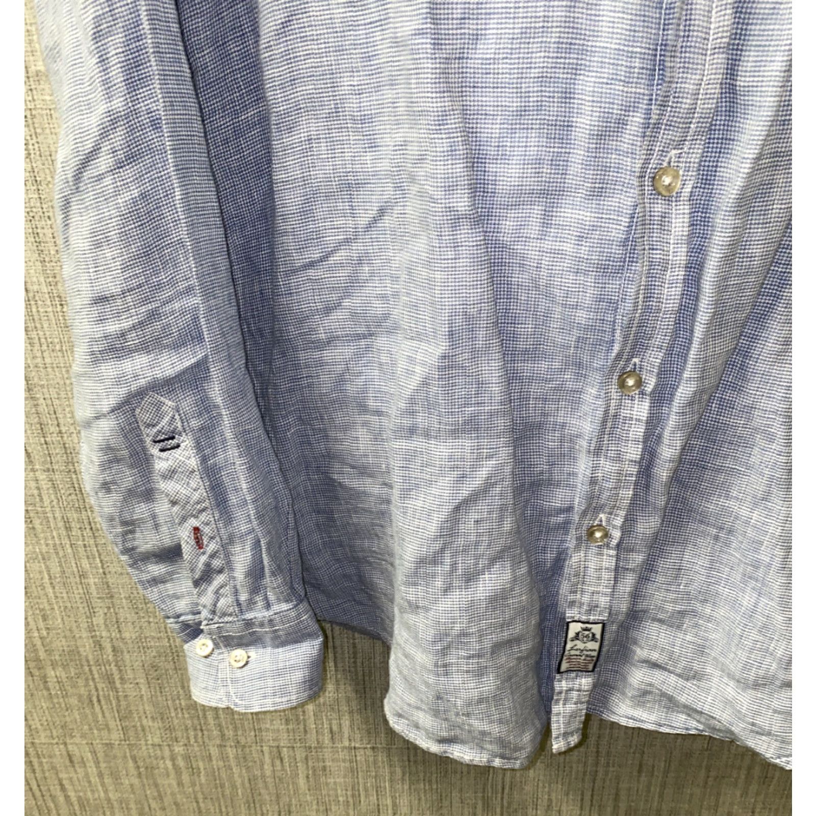 Vintage Lulian Shirt Button-Up Mens XL Linen Blue/White Checkered Casual 90s Style? Size US XL / EU 56 / 4 - 5 Thumbnail