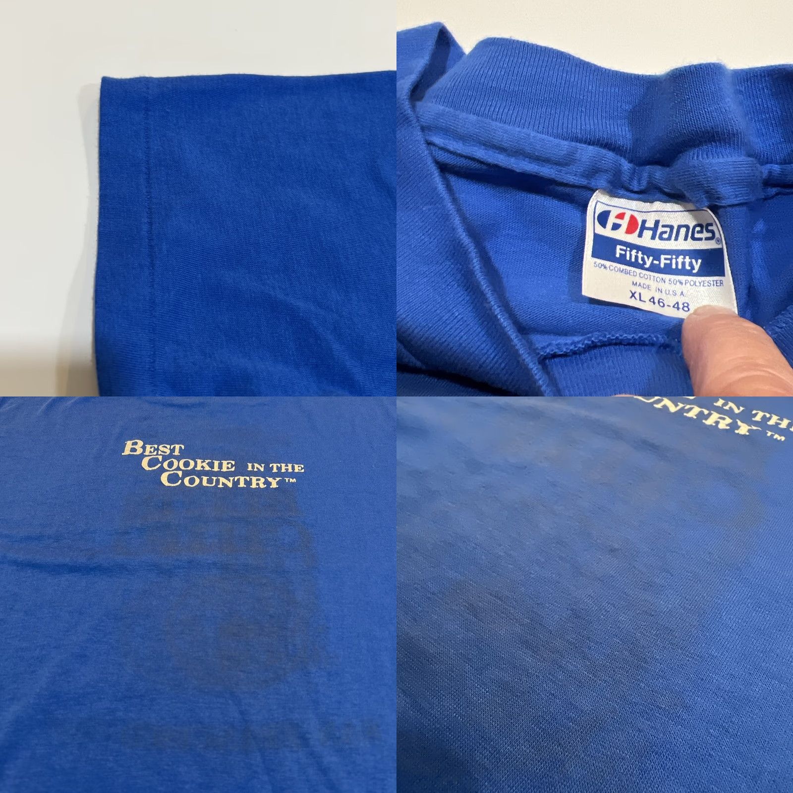 Hanes VINTAGE Hanes Blue Chip Cookies San Francisco Single Stitch Graphic Dbl-side Shirt XL Men Unisex Short Sleeve 1980s Blue Size US XL / EU 56 / 4 - 8 Thumbnail