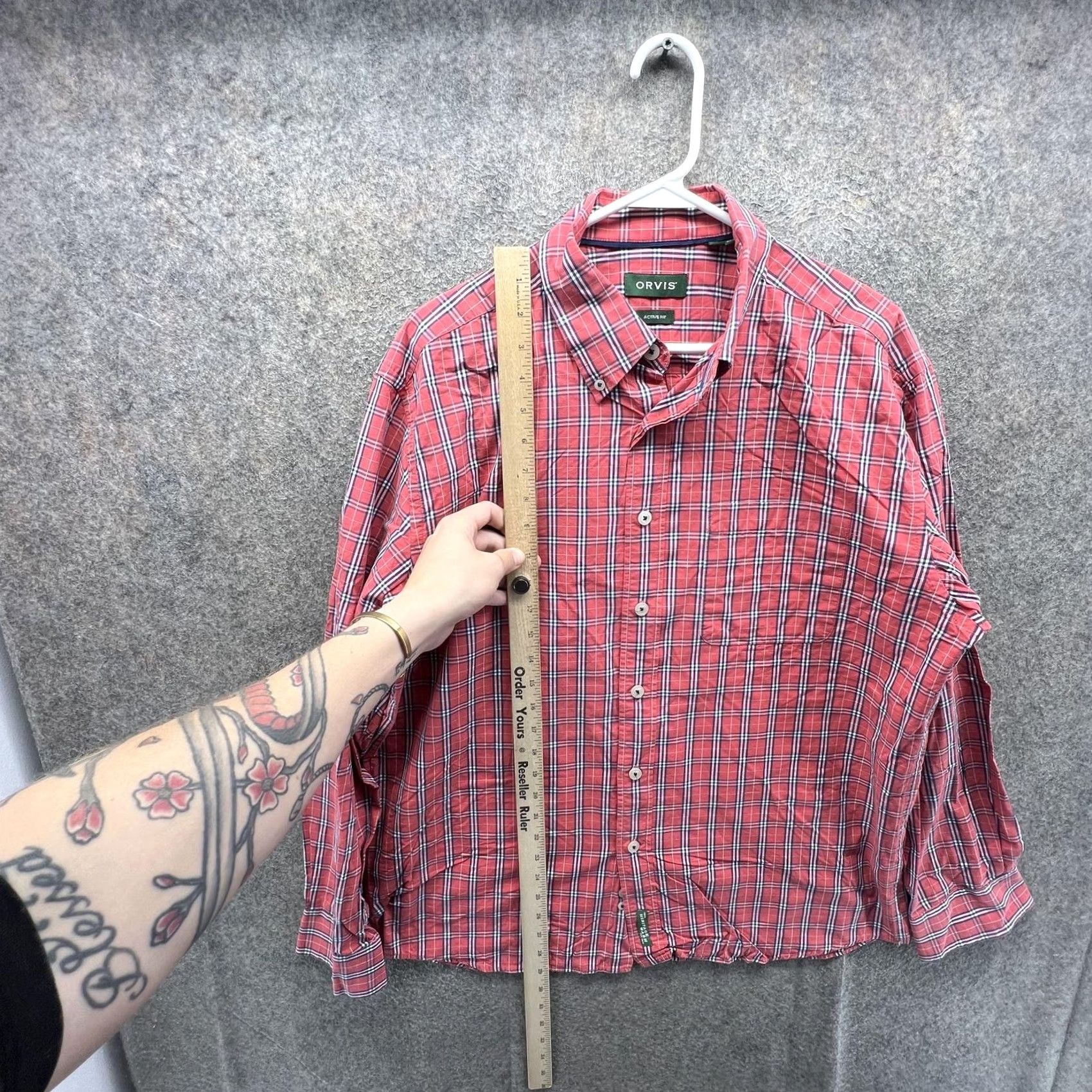 Orvis Orvis Shirt Mens Large Red Plaid Long Sleeve Button Front Casual Active Fit Size US L / EU 52-54 / 3 - 5 Thumbnail