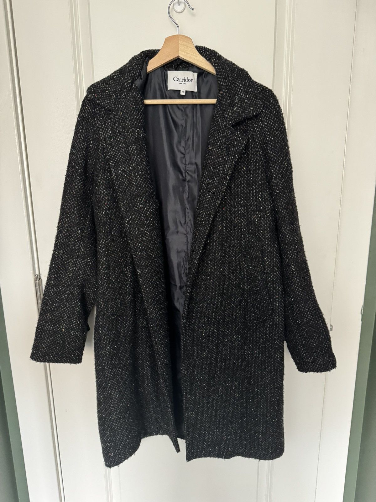 Corridor Italian Wool/Silk Tweed Herringbone Raglan Coat Size US XS / EU 42 / 0 - 1 Thumbnail