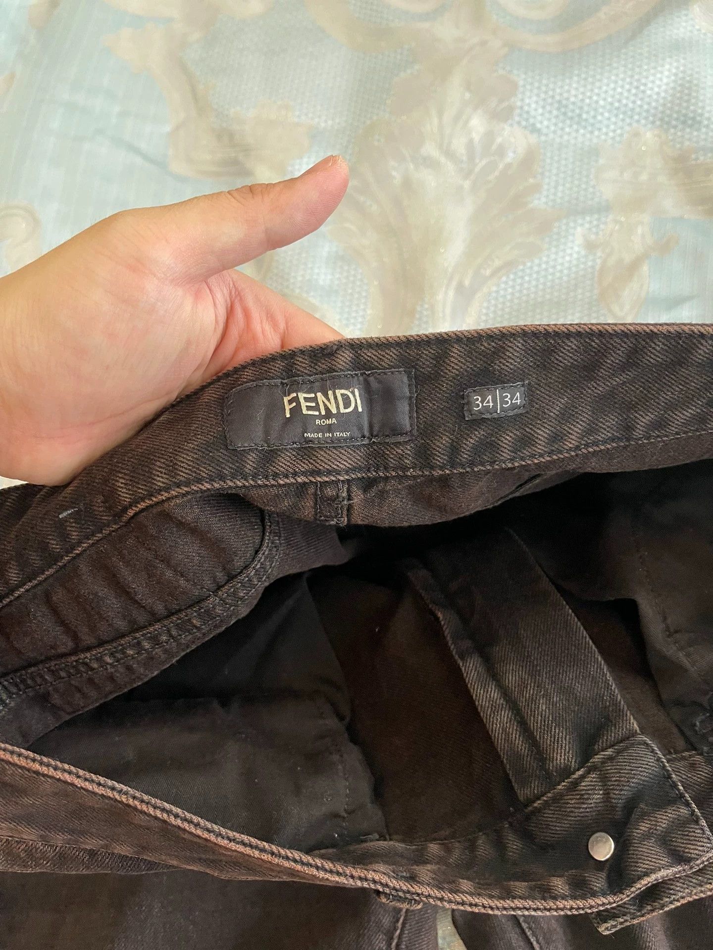 Fendi FENDI Deep Brown 34 Jeans Metal/Leather Logo Patch Size US 34 / EU 50 - 5 Thumbnail