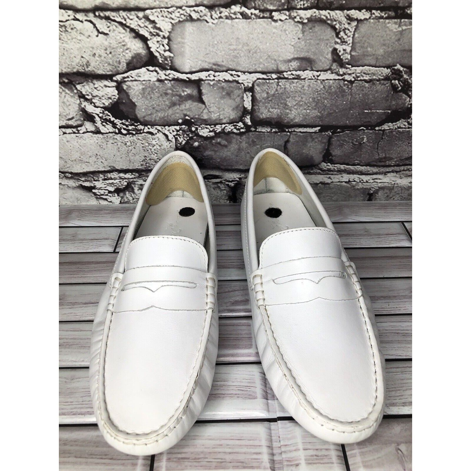 Massimo Matteo Massimo Matteo Firenze White Leather Driving Moccasins Flats Size US 10 / IT 40 - 10 Thumbnail