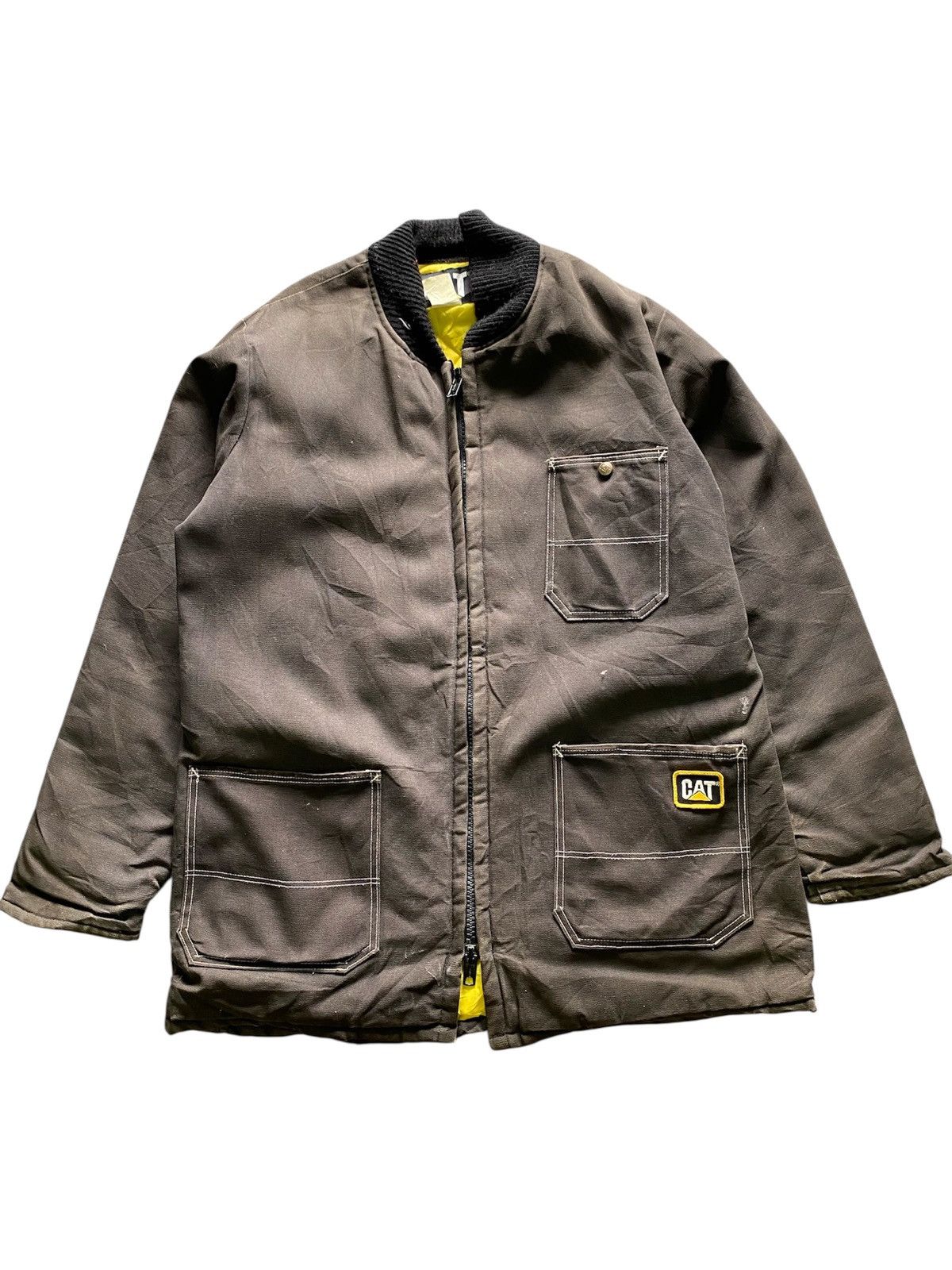 Caterpillar Vtg Caterpillar Heavy Jacket - Black Faded Size US XL / EU 56 / 4 - 1 Thumbnail