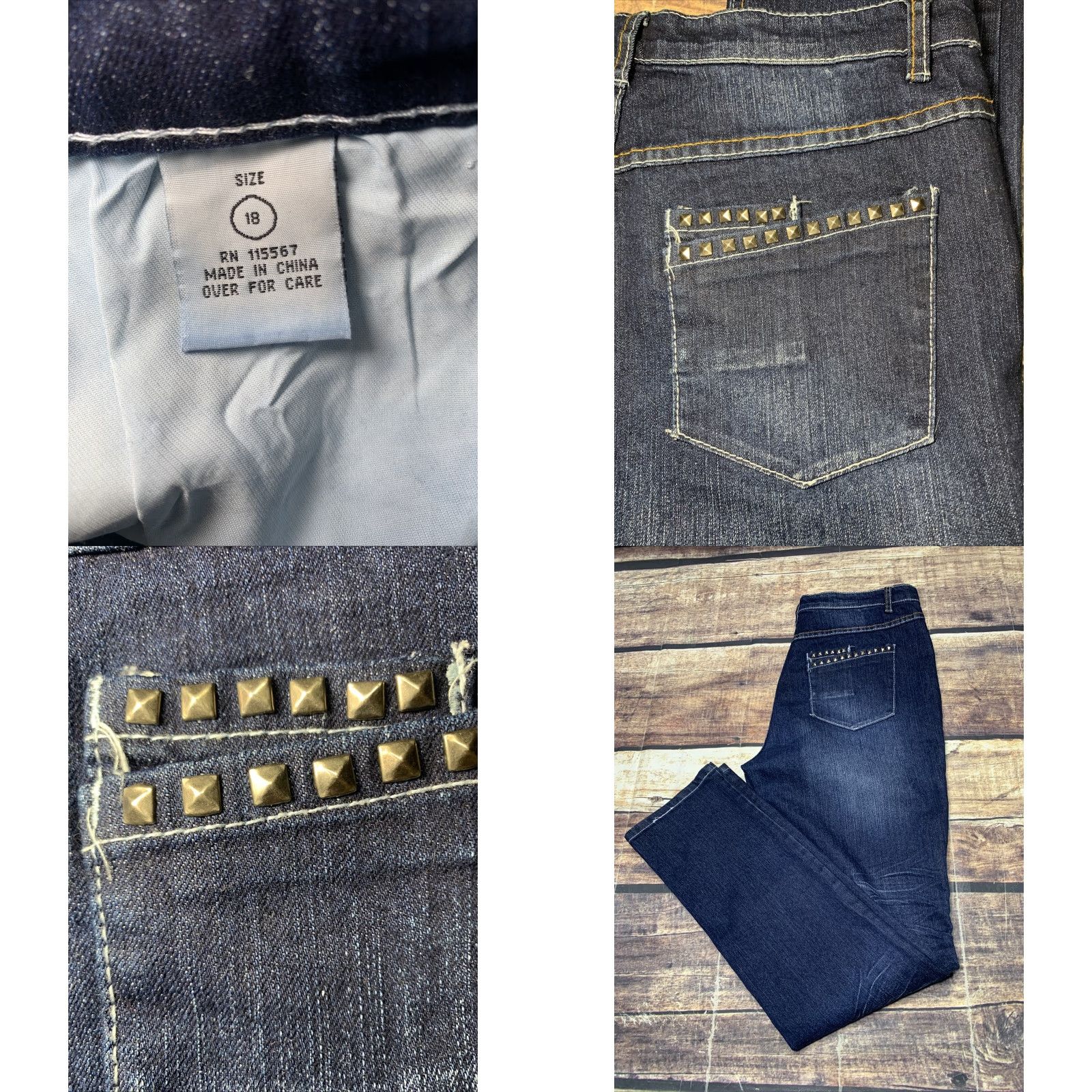 Vintage Hipstar Womens Blue Skinny Jeans 36 x 32 Size 18 Bling Pockets Denim Pants Regular Inseam 32 Womens Size 40" / US 18 - 8 Thumbnail