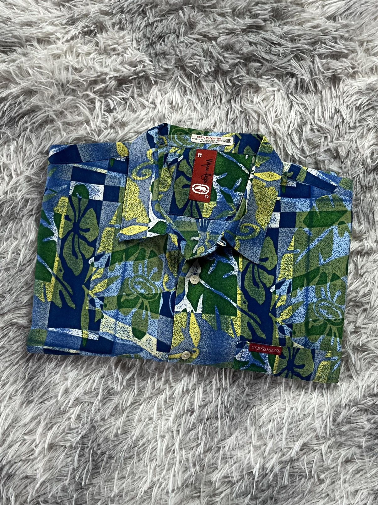 Ecko Unltd. Vintage 90’s Marc Ecko Men‘s Blue & Green Hawaiian Shirt Size US XXL / EU 58 / 5 - 1 Thumbnail
