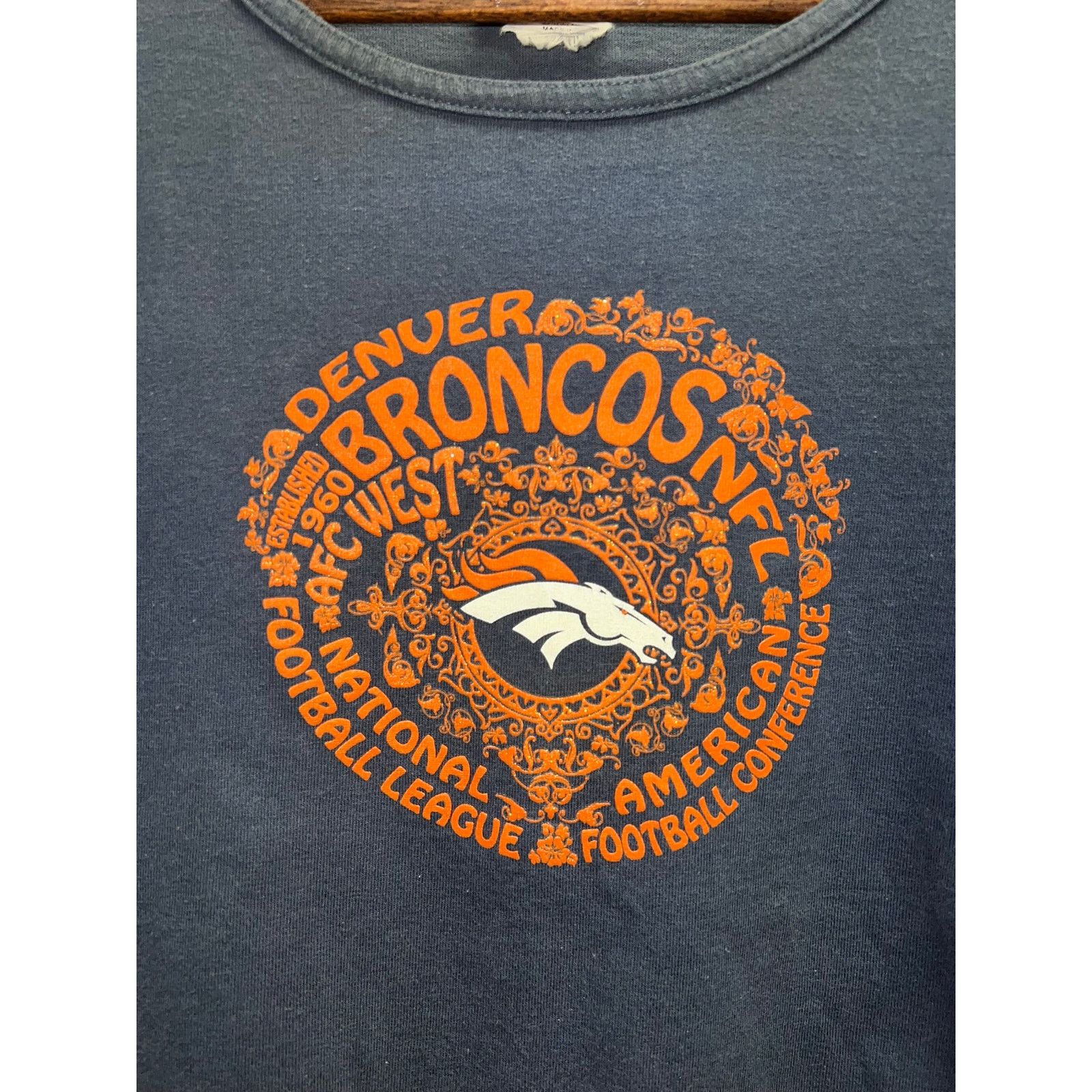 NFL Womens Denver Broncos Shirt NFL Graphic Top Tee Blue Large Size L / US 10 / IT 46 - 3 Thumbnail