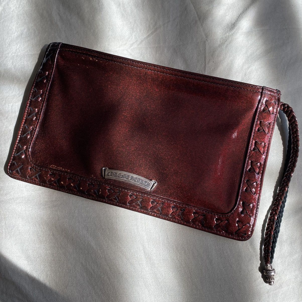 Chrome Hearts Chrome Hearts Galaxy Burgundy Red Zip Pouch BS Fleur Wallet Size ONE SIZE - 4 Thumbnail