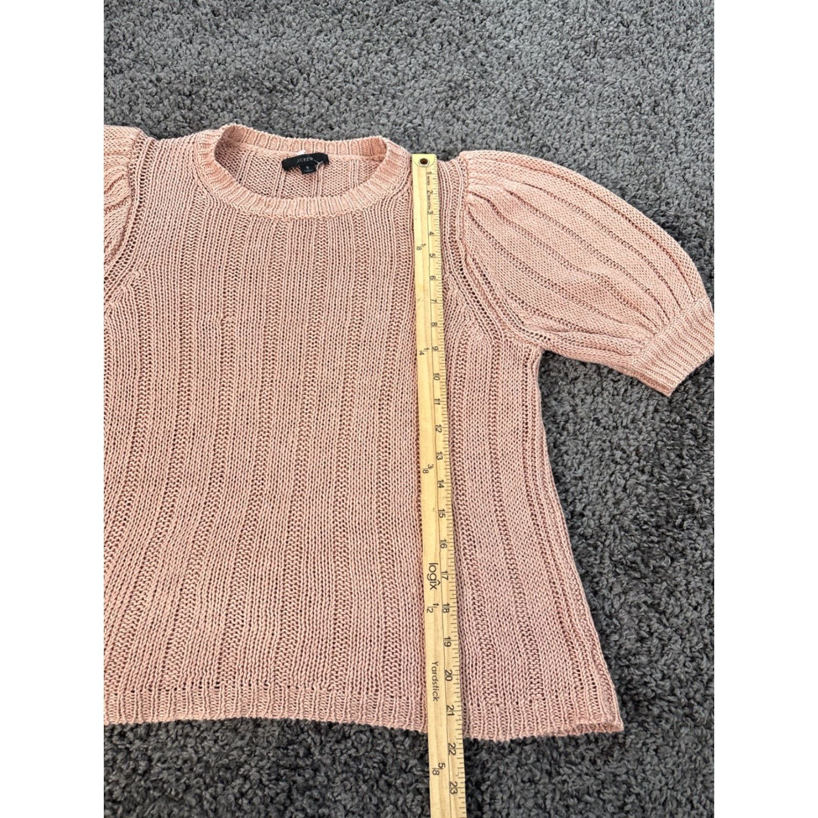 J.Crew J.CREW T-Shirt Womens Small Linen Cable Knit Balloon Sleeve Crew Neck Pink S Womens Size S / US 4 / IT 40 - 2 Thumbnail