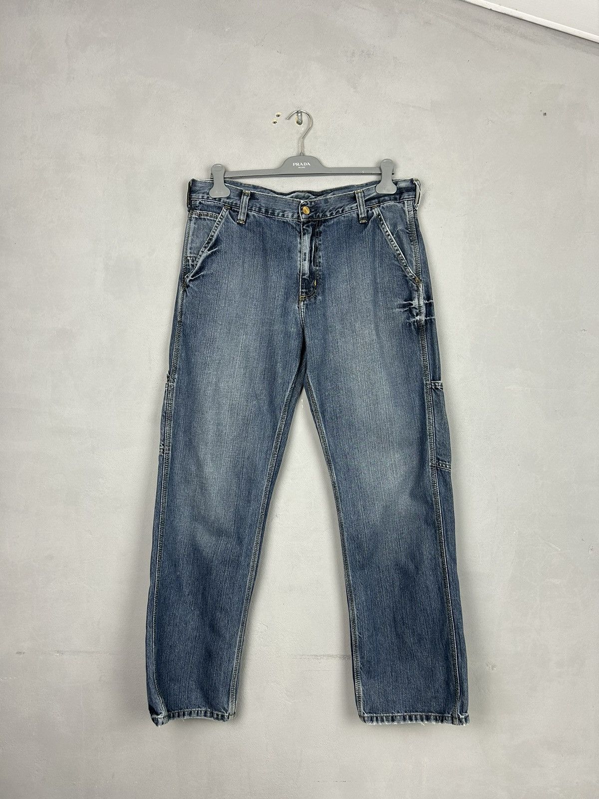 Carhartt Carhartt TRAX Carpenter Jeans 33x32 Blue Faded Distressed Size US 33 - 7 Thumbnail