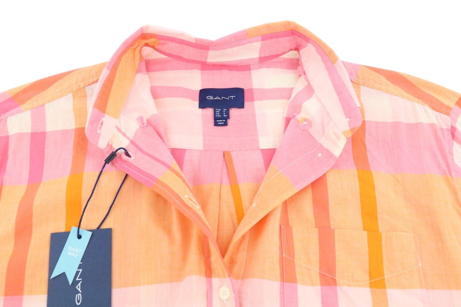 Gant REL WIDE CUFF MADRAS EU34 Preppy Pink Button-Down 87532 Size XS / US 0-2 / IT 36-38 - 4 Thumbnail