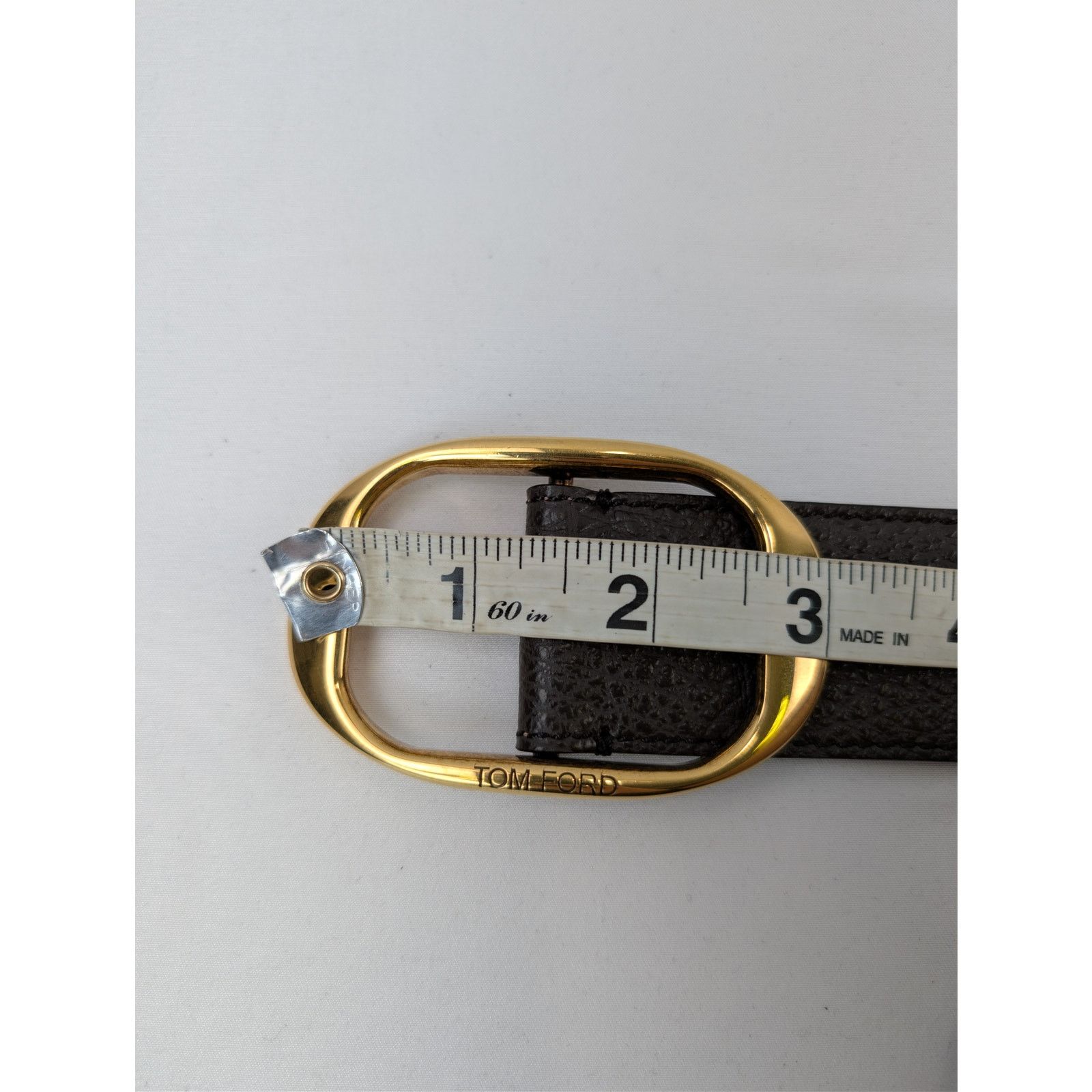 Tom Ford o1rshd1 Size: 85 / Men's Vacchetta Leather Oval-Buckle Belt Size 34 - 16 Thumbnail