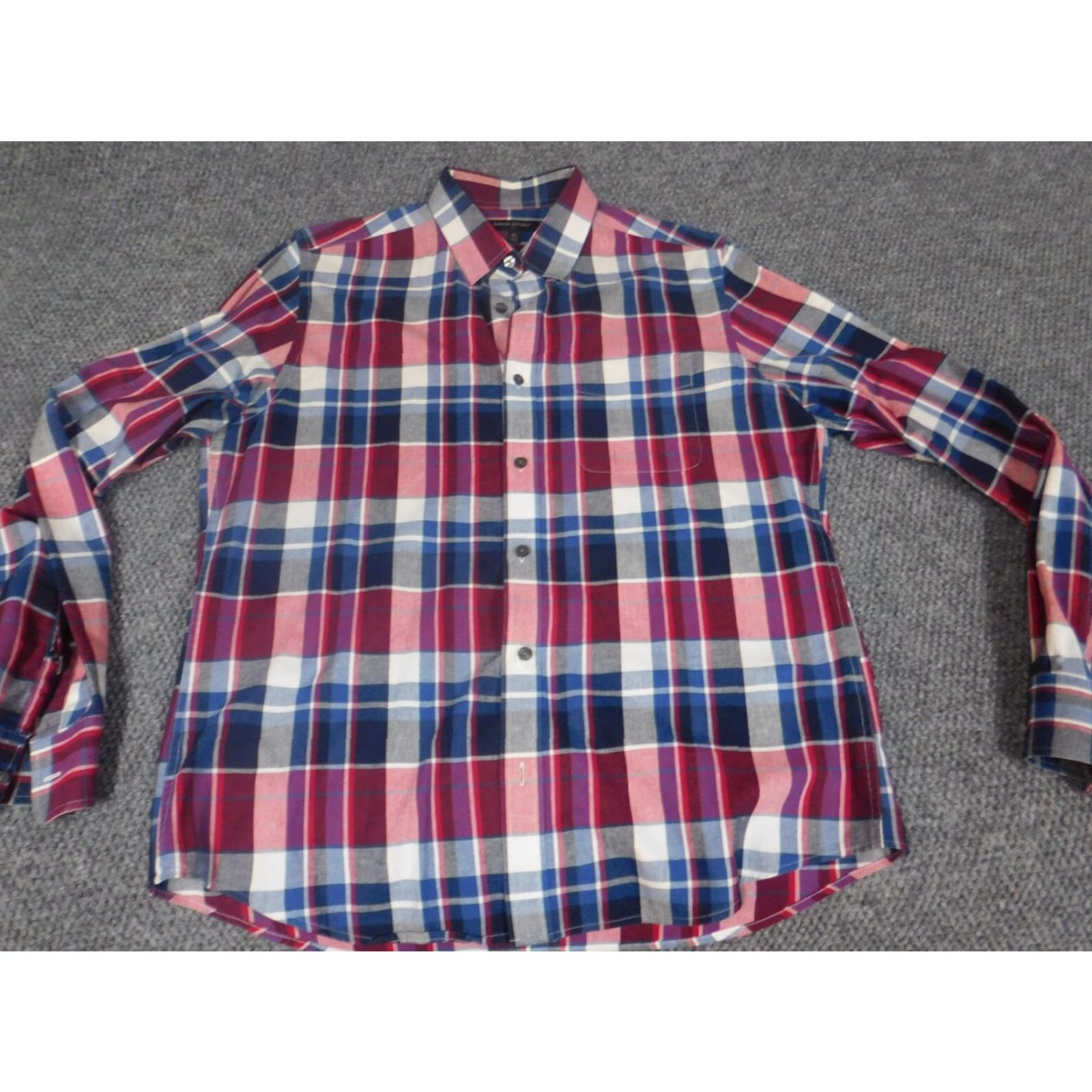 Banana Republic Banana Republic Mens Shirt Medium Red Plaid Button-Down Knit Cotton Slim Long Sleeve Button-Up Travel Casual Mens Regular Size M Red Size US M / EU 48-50 / 2 - 2 Thumbnail