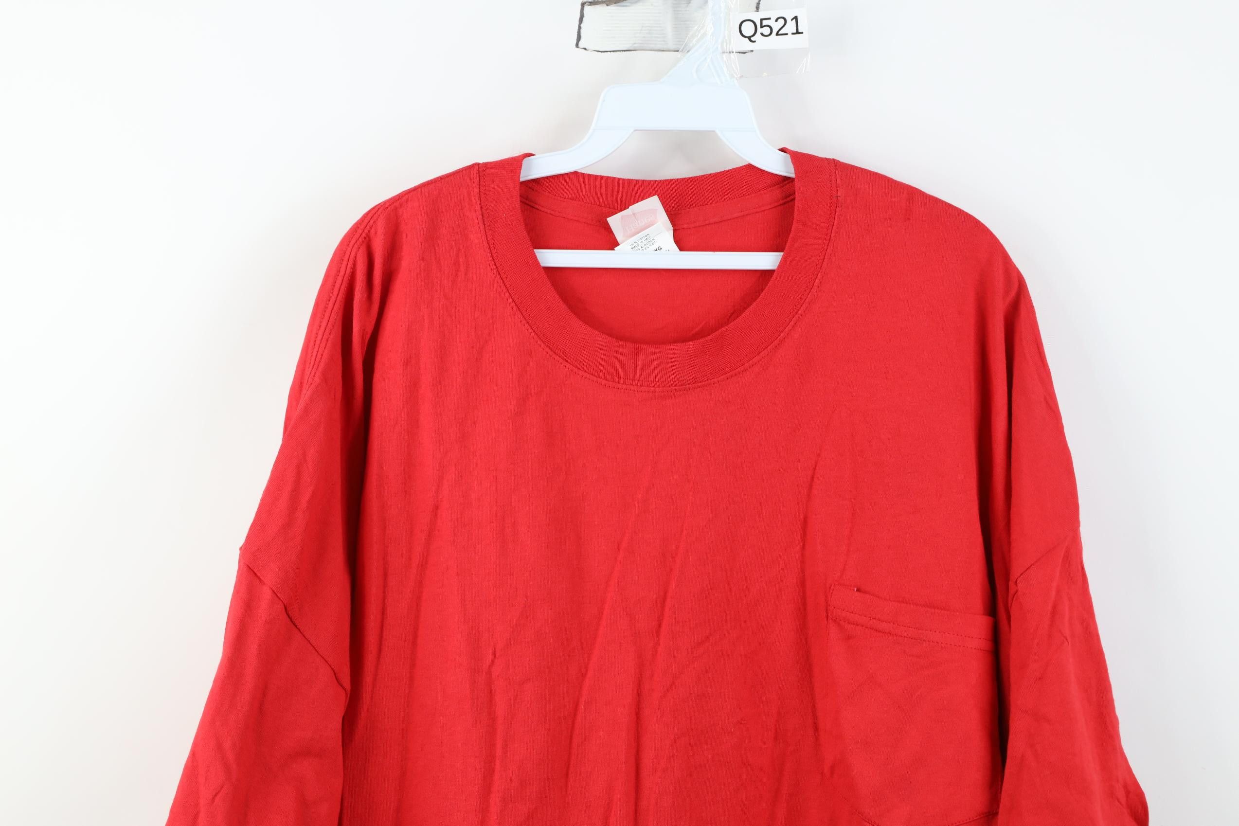 Hanes Vintage 90s Y2K Hanes Blank Pocket T-Shirt Red Cotton Size US XXL / EU 58 / 5 - 2 Thumbnail