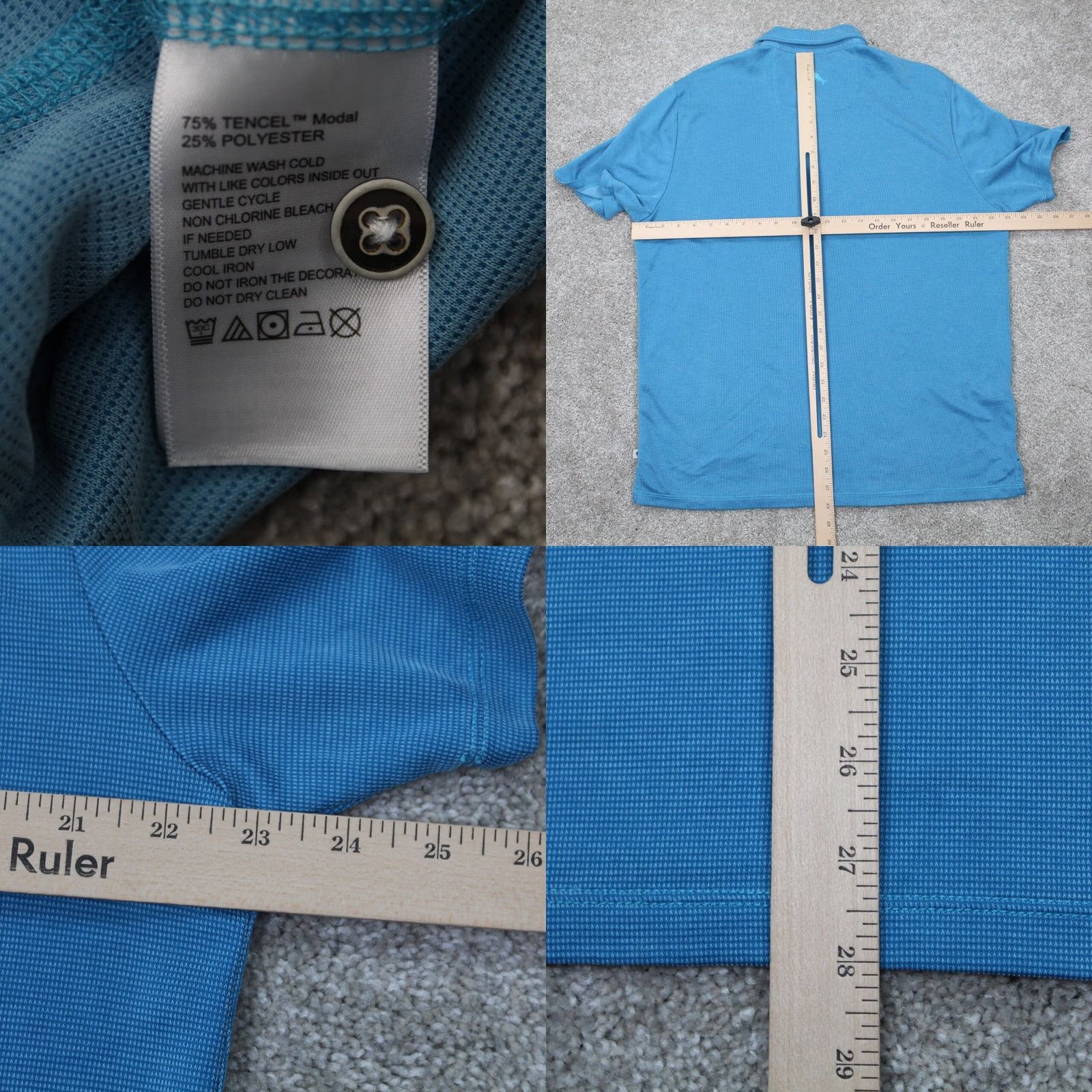 Tommy Bahama Tommy Bahama Polo Shirt Men Medium Blue Tencel Modal/Polyester S/S Pullover Size US M / EU 48-50 / 2 - 8 Thumbnail