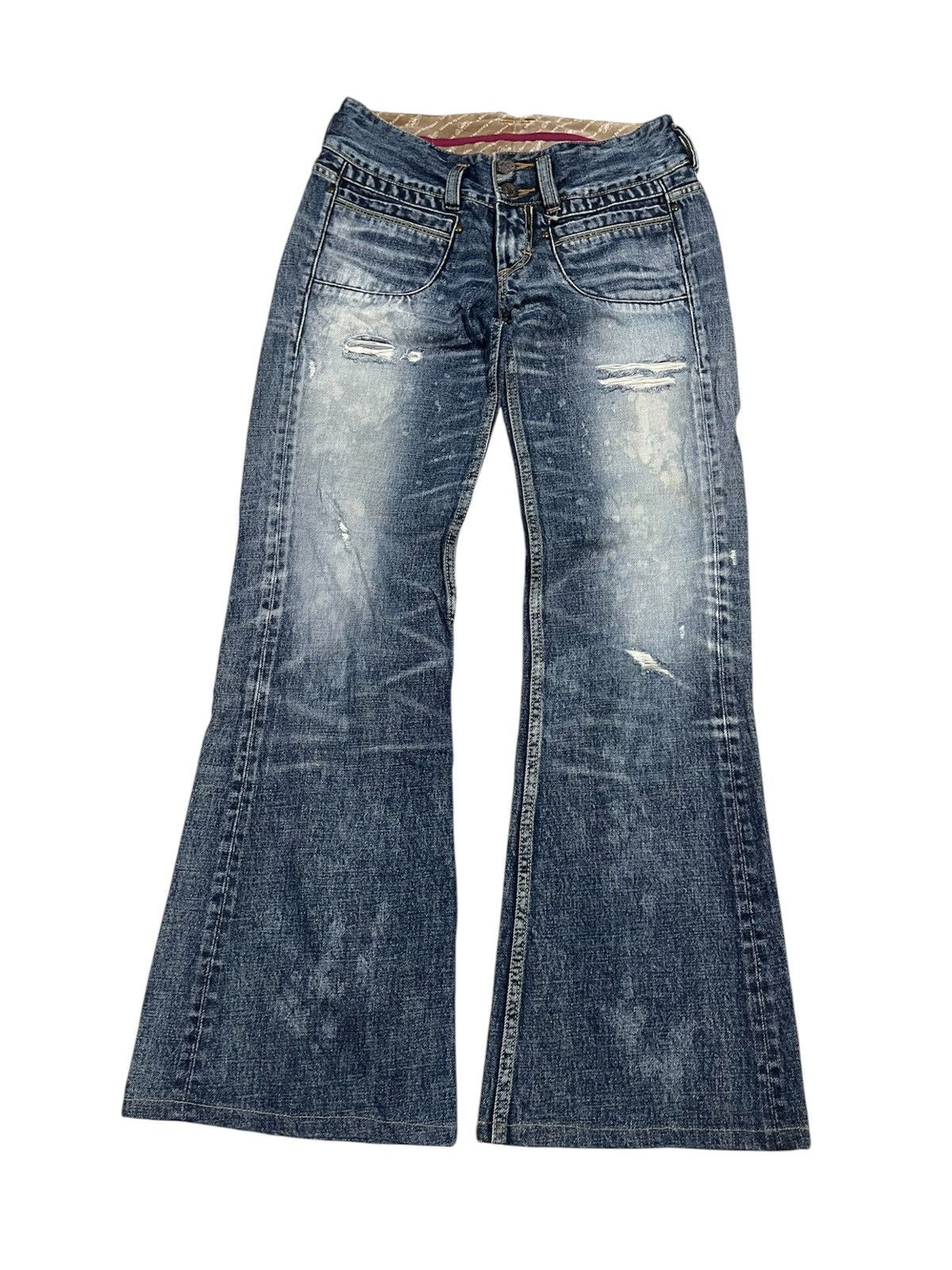 If Six Was Nine 2000s IF SIX WAS NINE STYLE MUDWASH FLARE DENIM JEANS Size 26" / US 2 / IT 38 - 2 Thumbnail