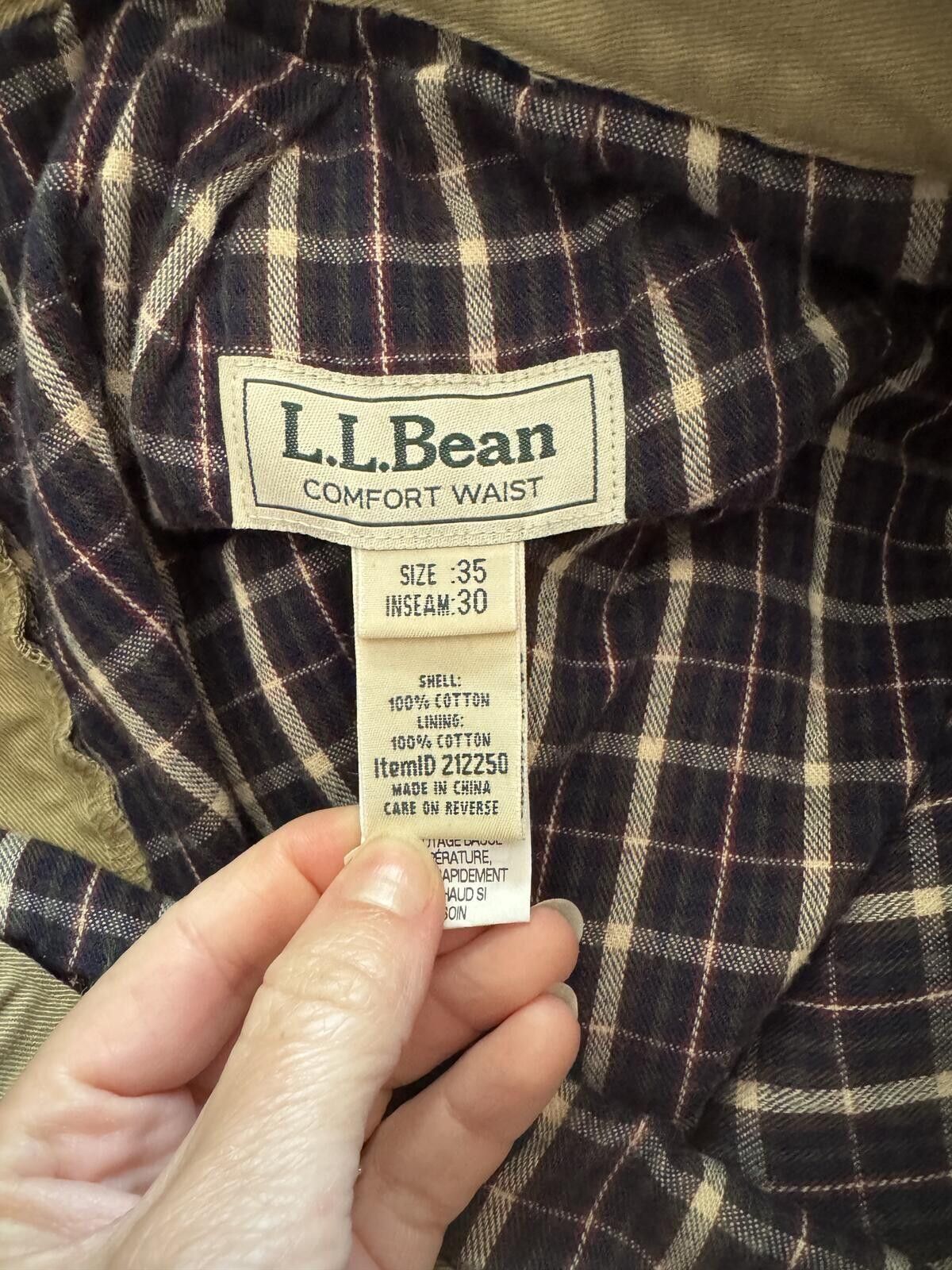 L.L. Bean L.L.Bean Comfort Cotton Lined 35x30 Size US 35 - 3 Thumbnail