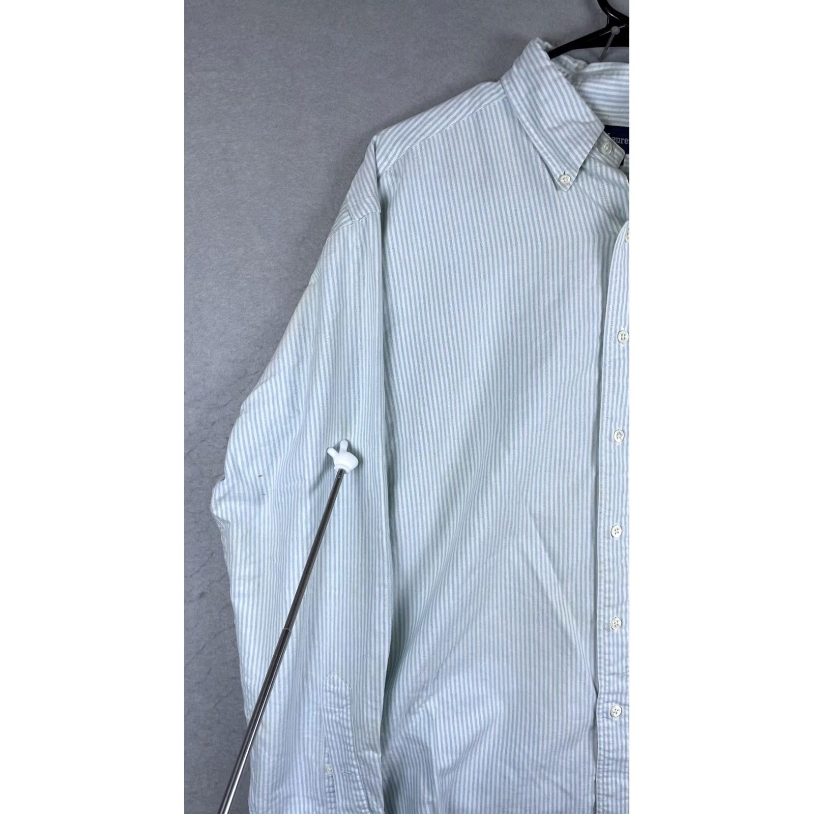 Ralph Lauren Ralph Lauren Dress Shirt Mens Blue White Stripe Button Down Cotton Logo 17-35 Size 46R - 4 Thumbnail