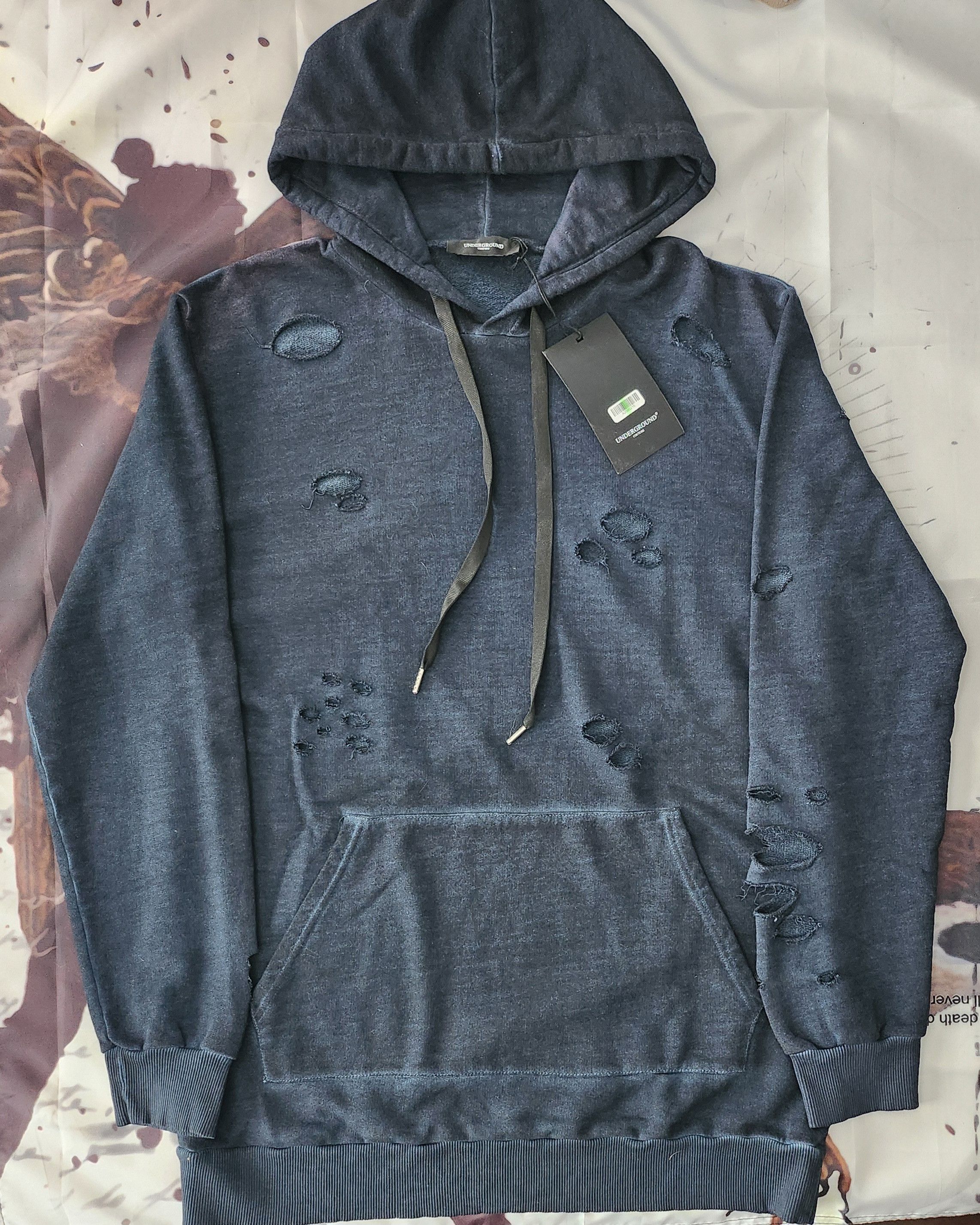 Designer Underground Couture Destroyed Garment Dyed Hoodie Size US L / EU 52-54 / 3 - 1 Thumbnail