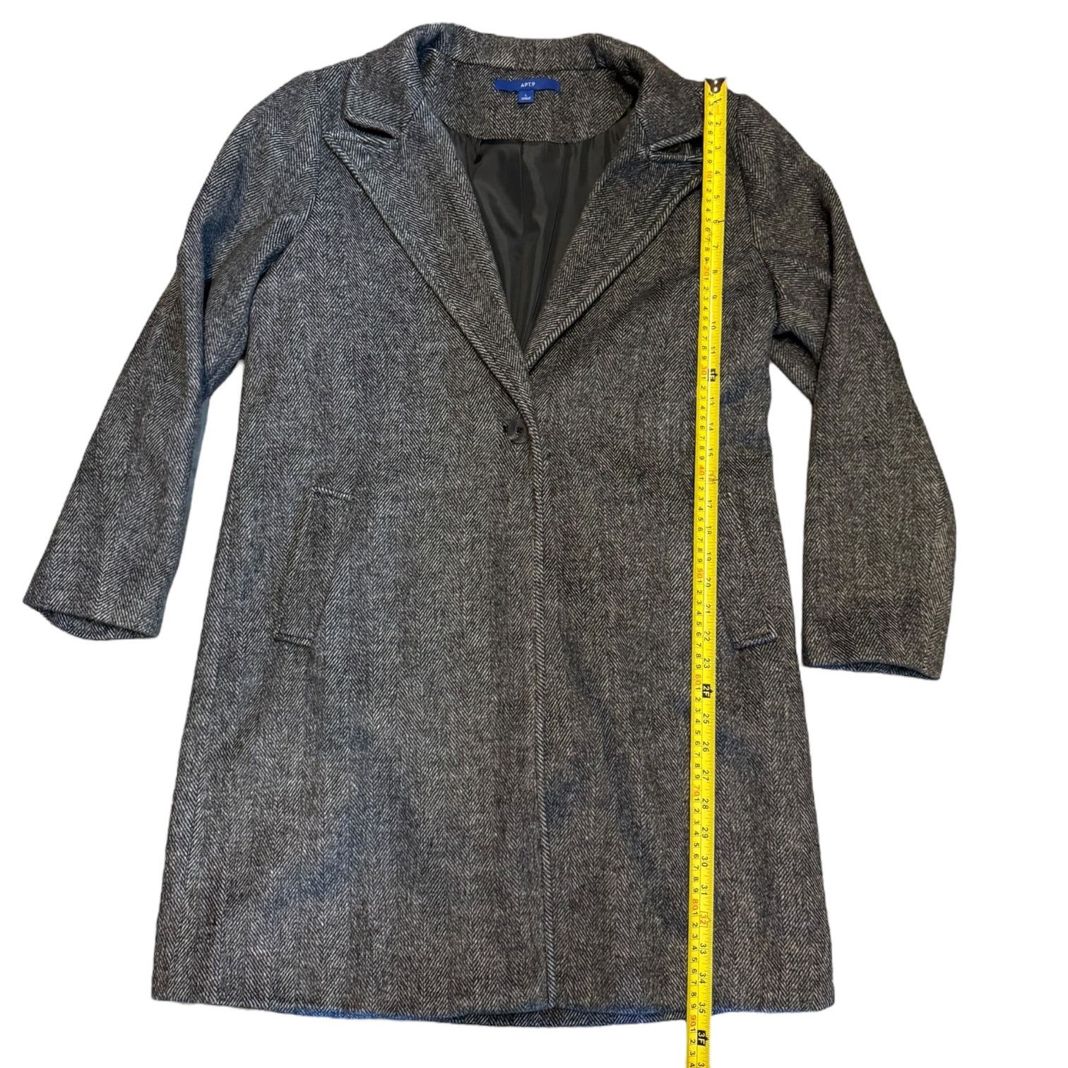 Apt. 9 Apt 9 $80 Black Hering Button Front Wool Blend Coat Large Size L / US 10 / IT 46 - 4 Thumbnail