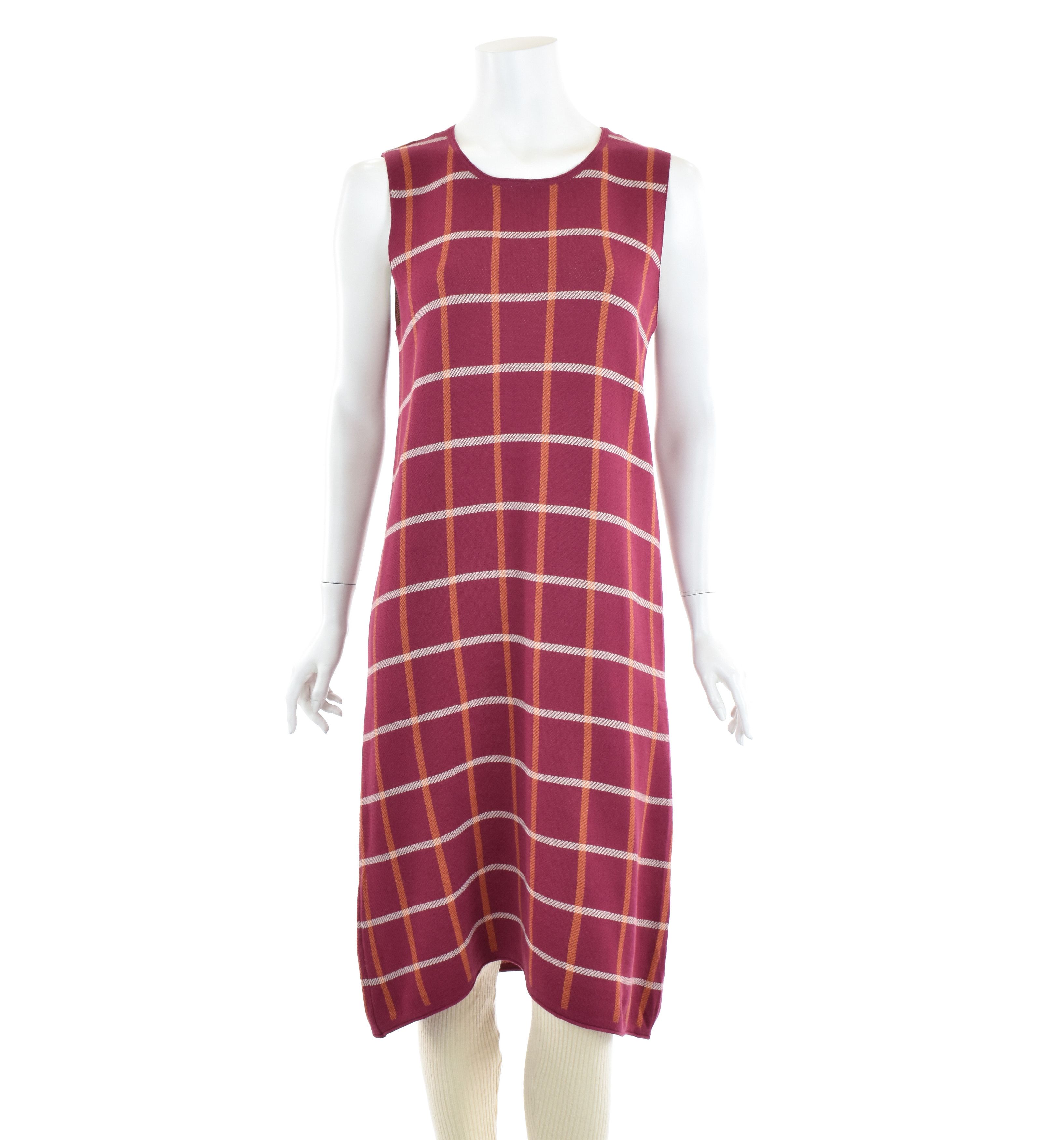 GUDRUN SJODEN Midi Jumper Dress Check Loose Fit Drop Waist