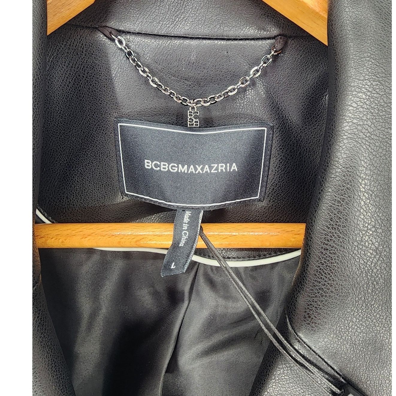Bcbgmaxazria BCBGMAXAZRIA Black Vegan Leather Blazer Women's Size Large Size L / US 10 / IT 46 - 3 Thumbnail
