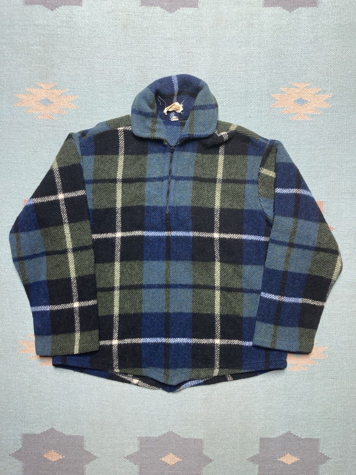 Vintage 1960s wool jacket plaid 1/4 zip long sleeve winter medium Size US M / EU 48-50 / 2 - 1 Thumbnail
