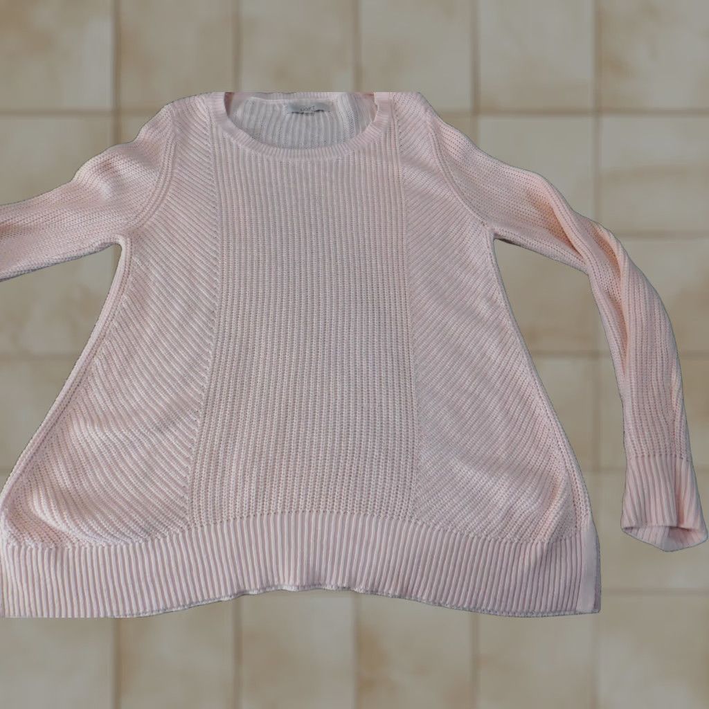 Loft LOFT Pink Large Knit Pullover Crewneck Sweater Womens Regular Long Sleeve Rib Knit Stretch Knit Solid Size L / US 10 / IT 46 - 1 Thumbnail