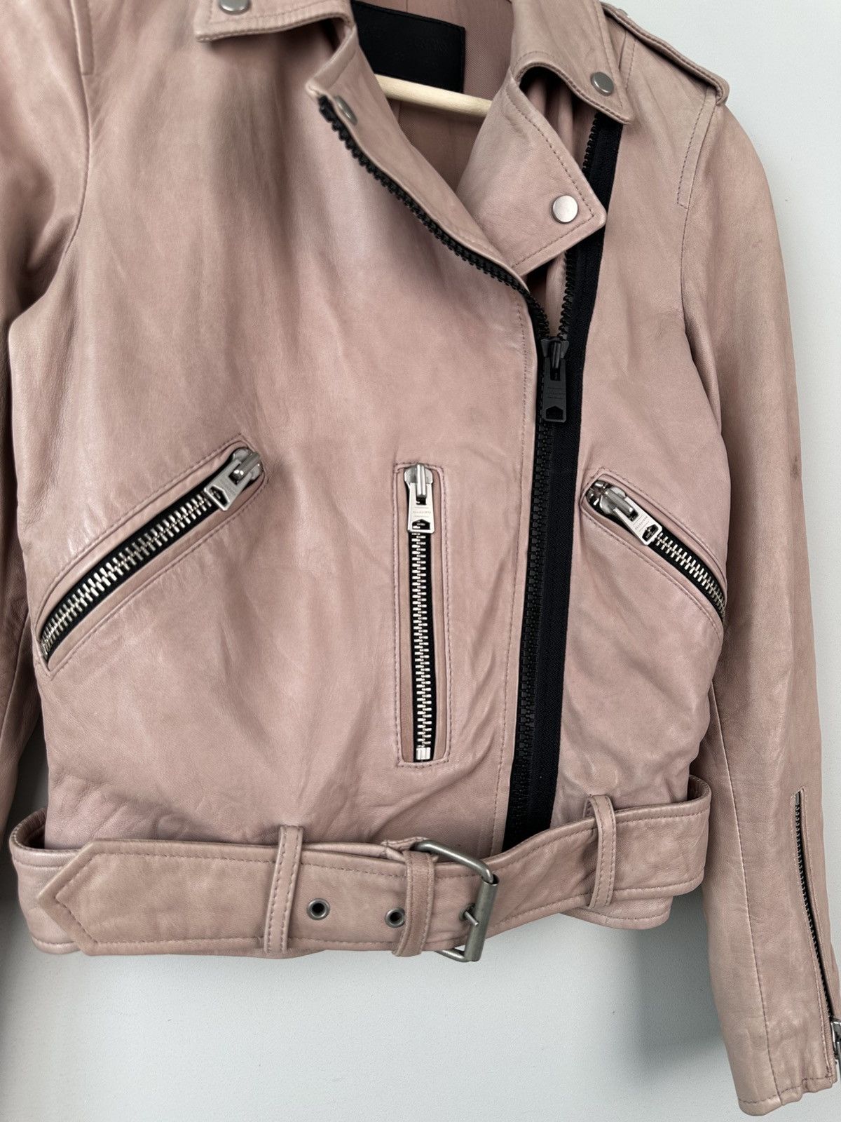 Allsaints AllSaints Wyatt Zip Biker Asymmetrical Leather Jacket Womens Size XS / US 0-2 / IT 36-38 - 5 Thumbnail