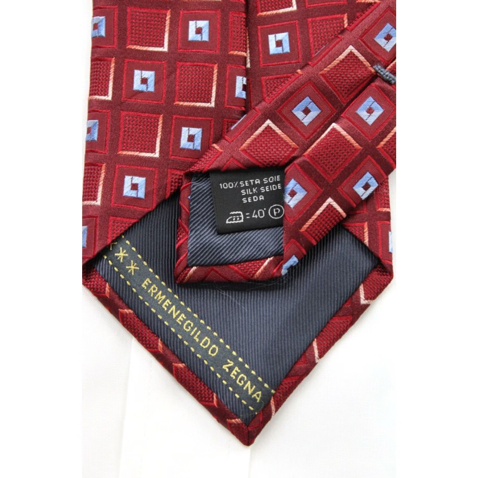 Ermenegildo Zegna Ermenegildo Zegna Silk Necktie Men's Red Geometric 58.5 x 3.75 Stylish Designer Size ONE SIZE - 3 Thumbnail