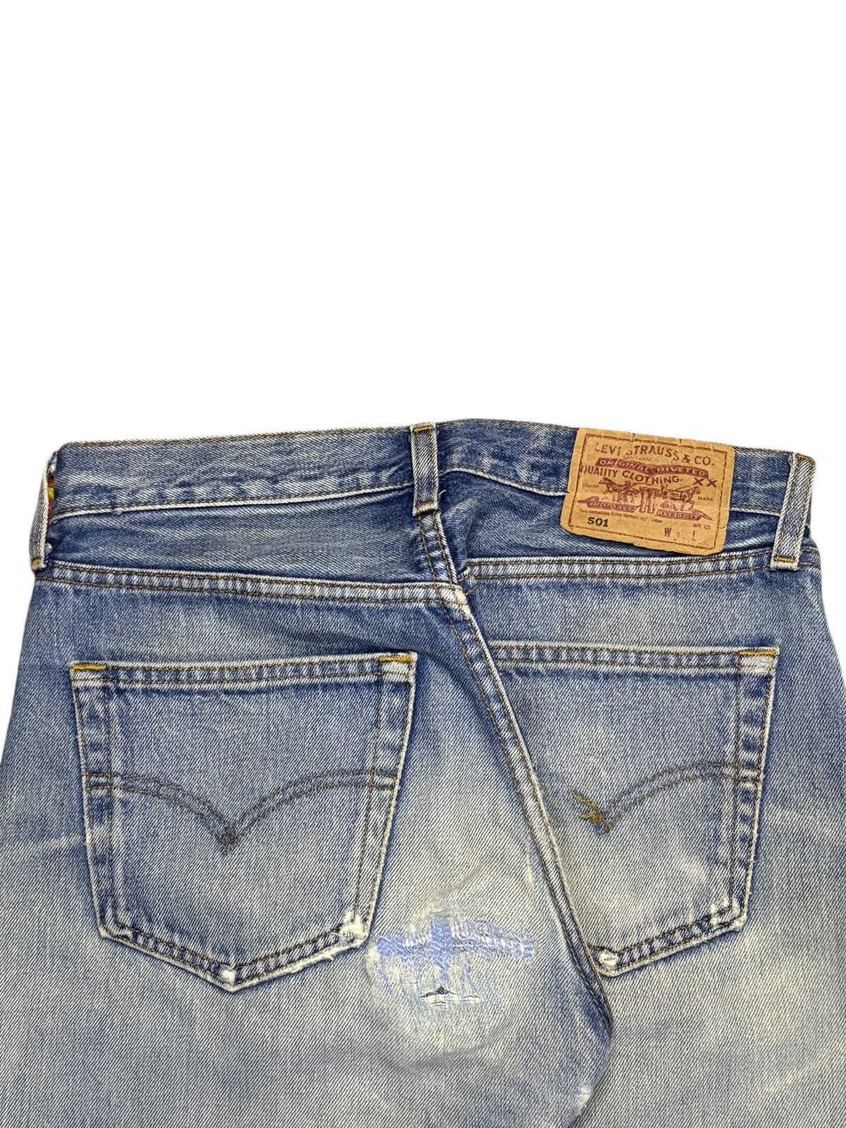 Levi's Vintage 90s Levis 501 Mud Wash Distressed Jeans Size US 30 / EU 46 - 9 Thumbnail