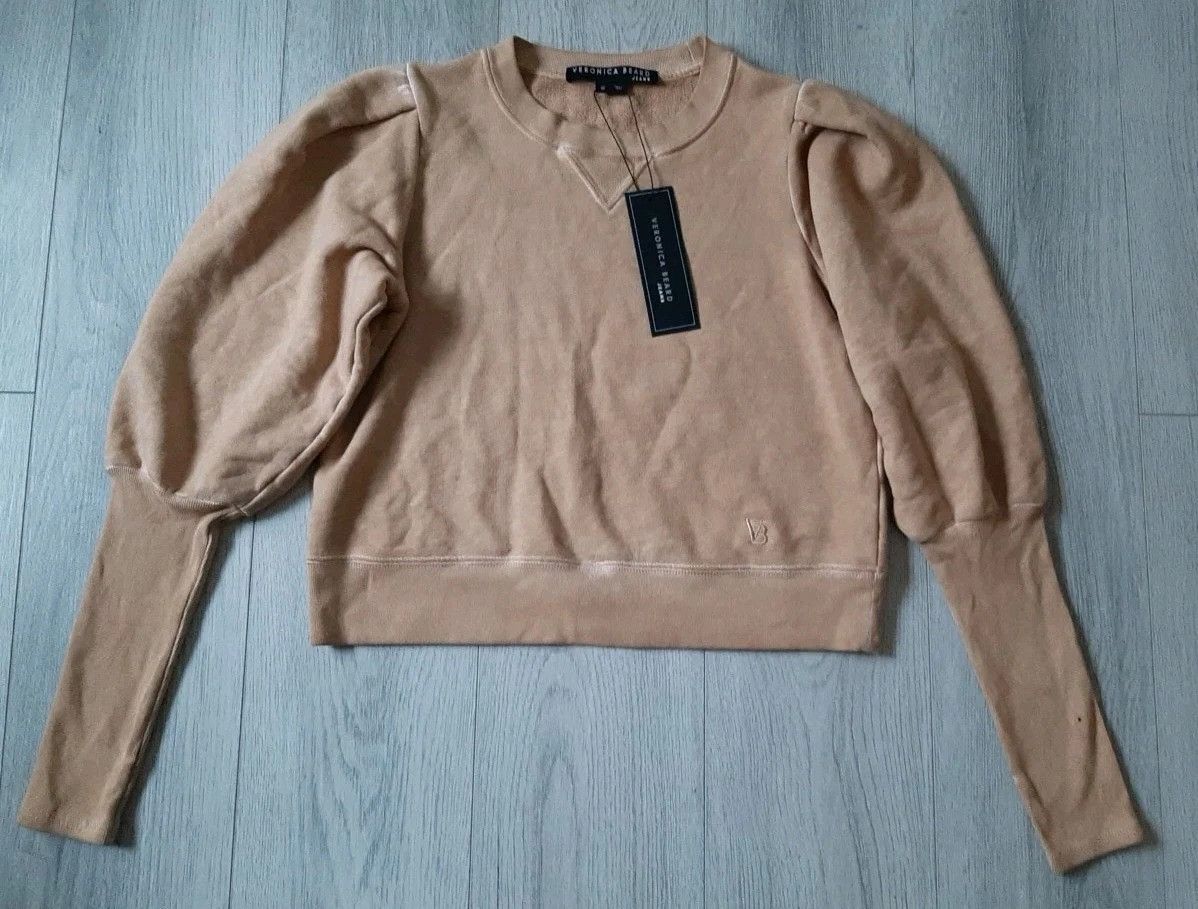 VERONICA BEARD Analeigh Sweatshirt Sand Long Puff Sleeve