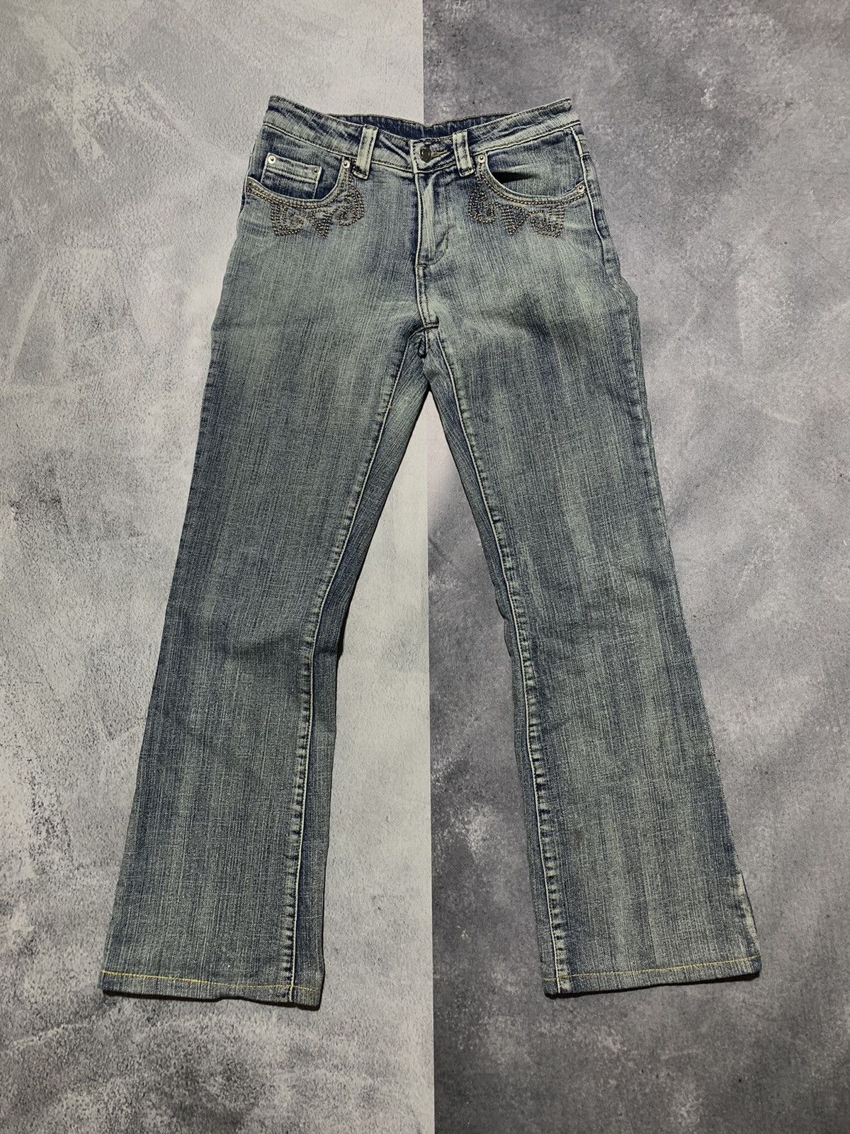Japanese Brand × Vintage Vintage Y2K style Flared denim pants trousers size 26 Size 26" / US 2 / IT 38 - 1 Thumbnail