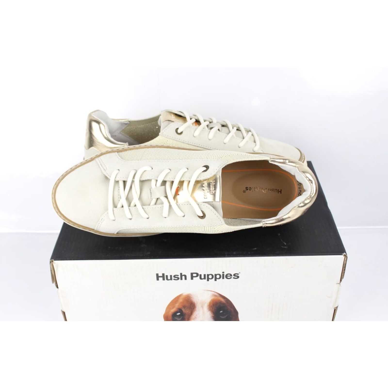 Hush Puppies Hush Puppies Cane Sneakers Women's 9M White Suede Casual Low Top - Ceiling White Cow Suede Size US 9 / IT 39 - 3 Thumbnail